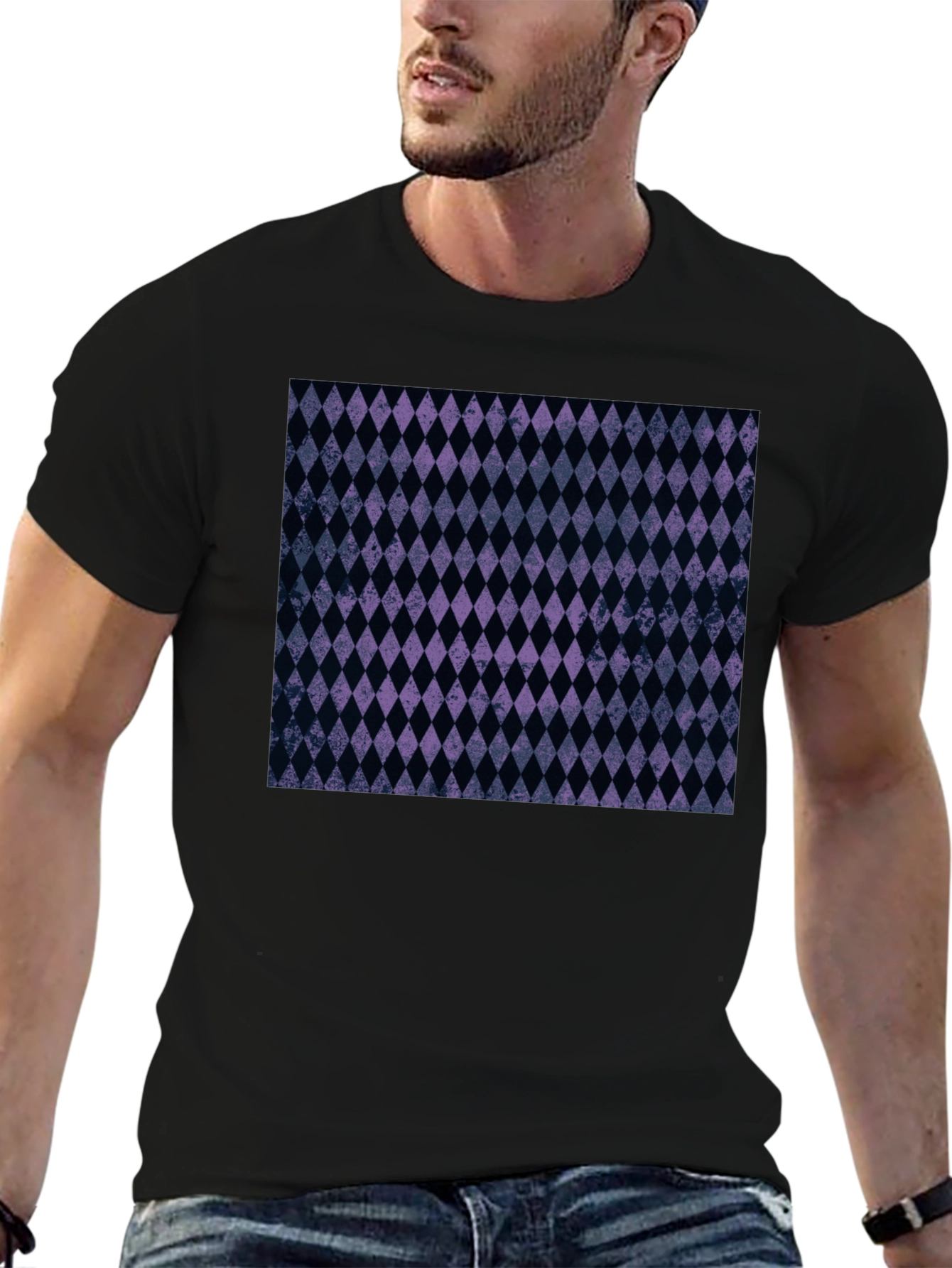 Diamond Pattern Black T-Shirt