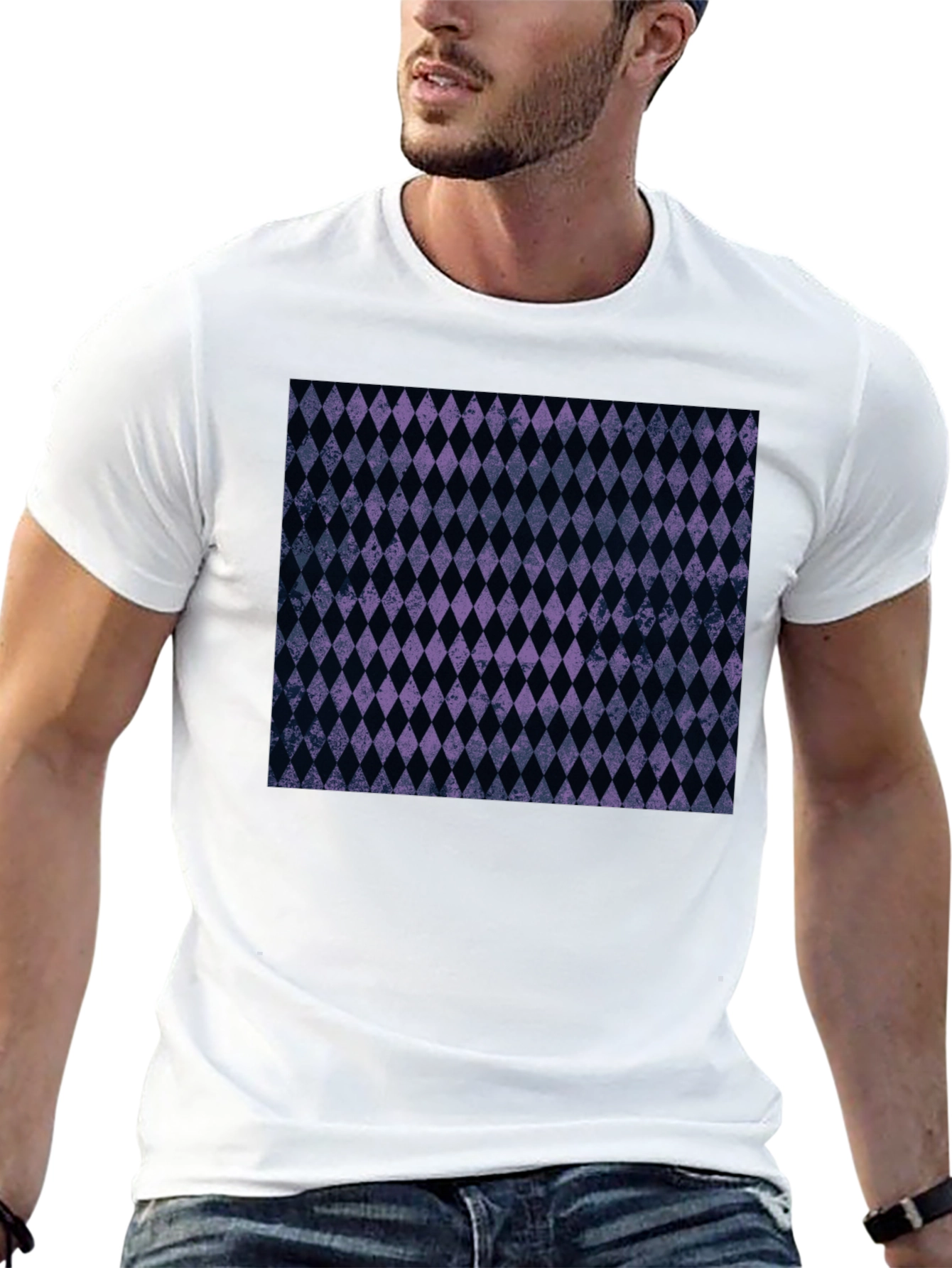 Diamond Pattern Black T-Shirt