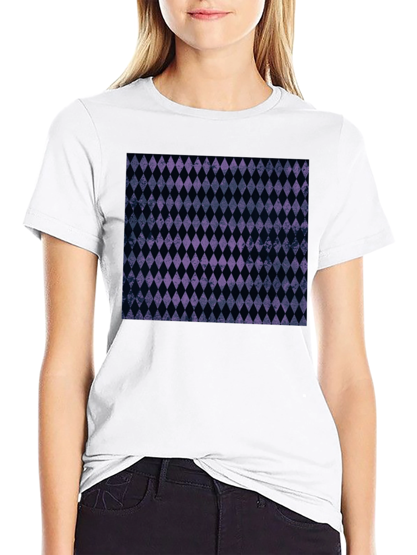 Diamond Pattern Black T-Shirt