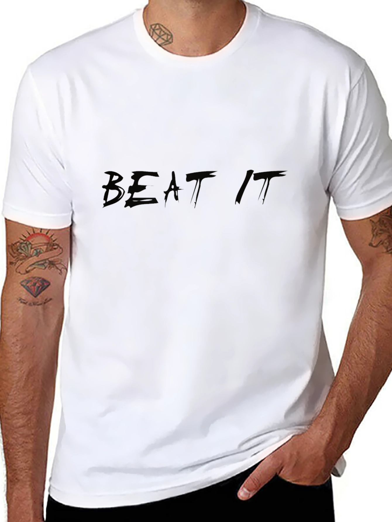 Mens Black Beat It Graphic T-Shirt