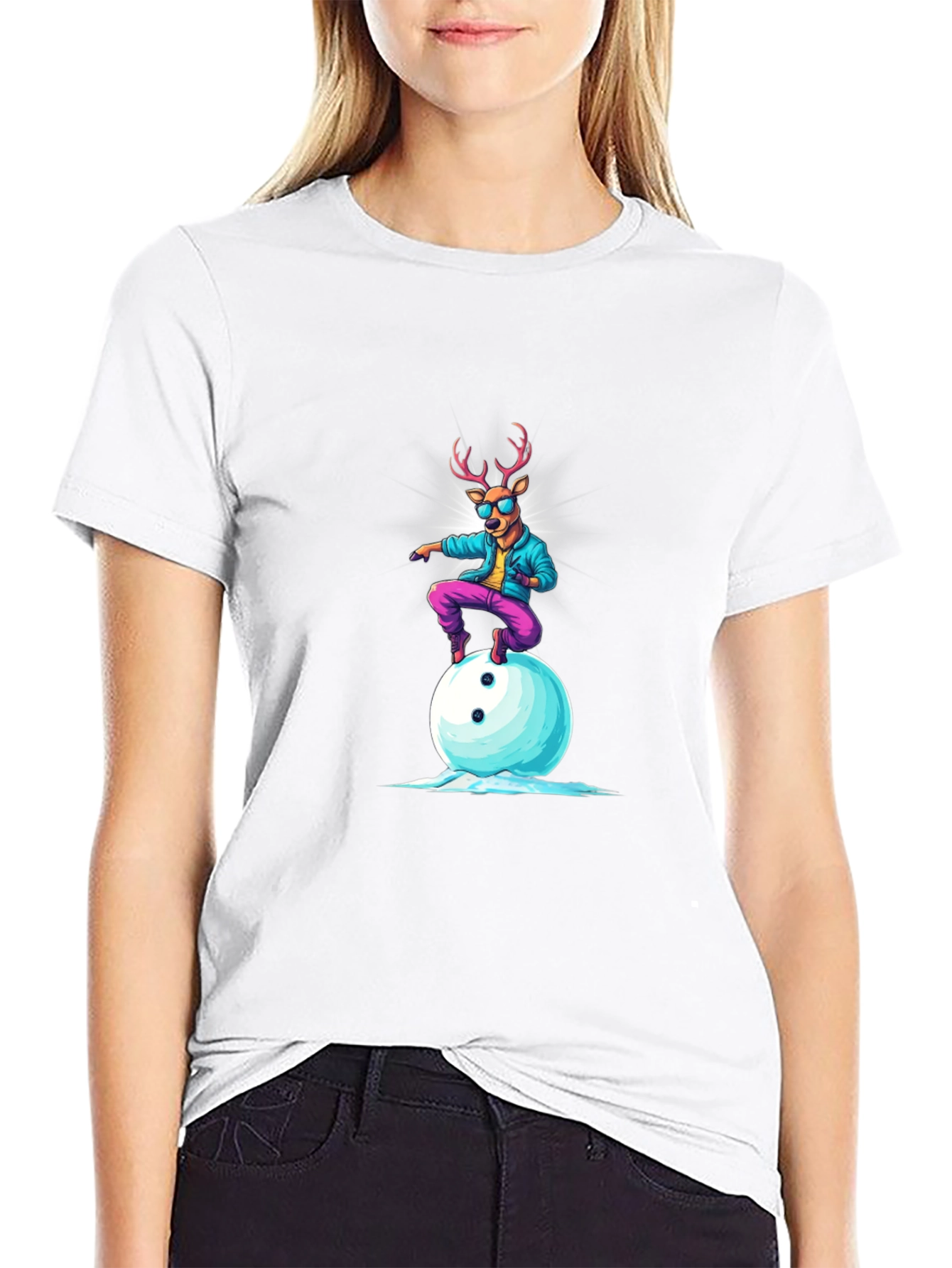 Cool Deer Graphic Tee - Fun Cartoon T-Shirt