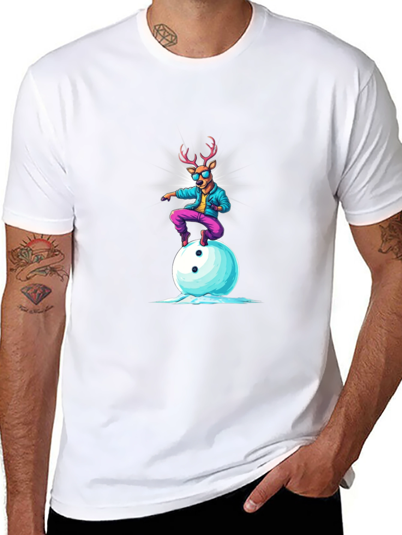 Cool Deer Graphic Tee - Fun Cartoon T-Shirt