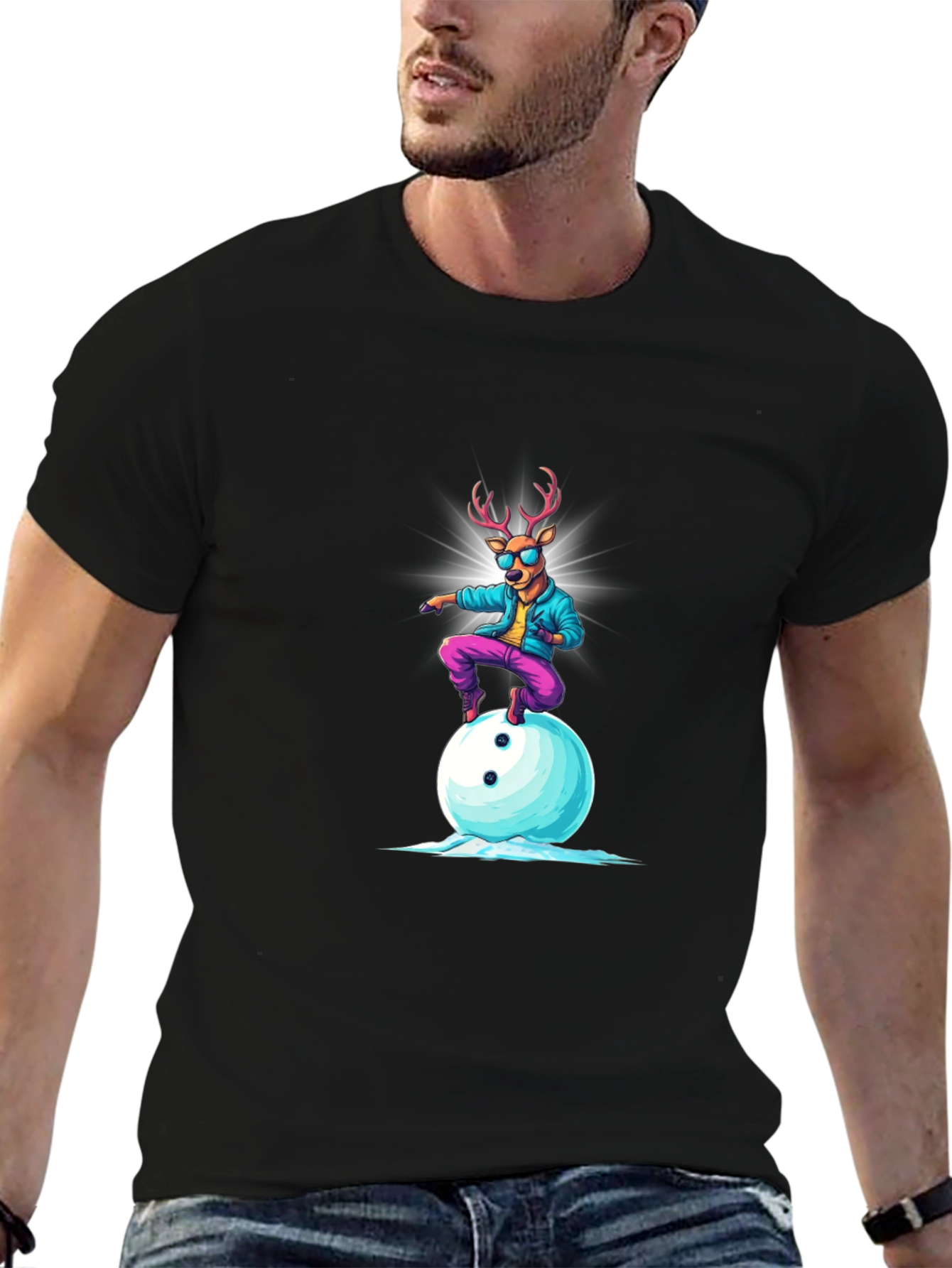 Cool Deer Graphic Tee - Fun Cartoon T-Shirt