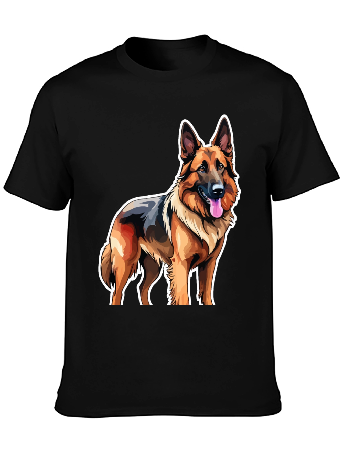 German Shepherd Graphic Tee - Black Cotton Comfort