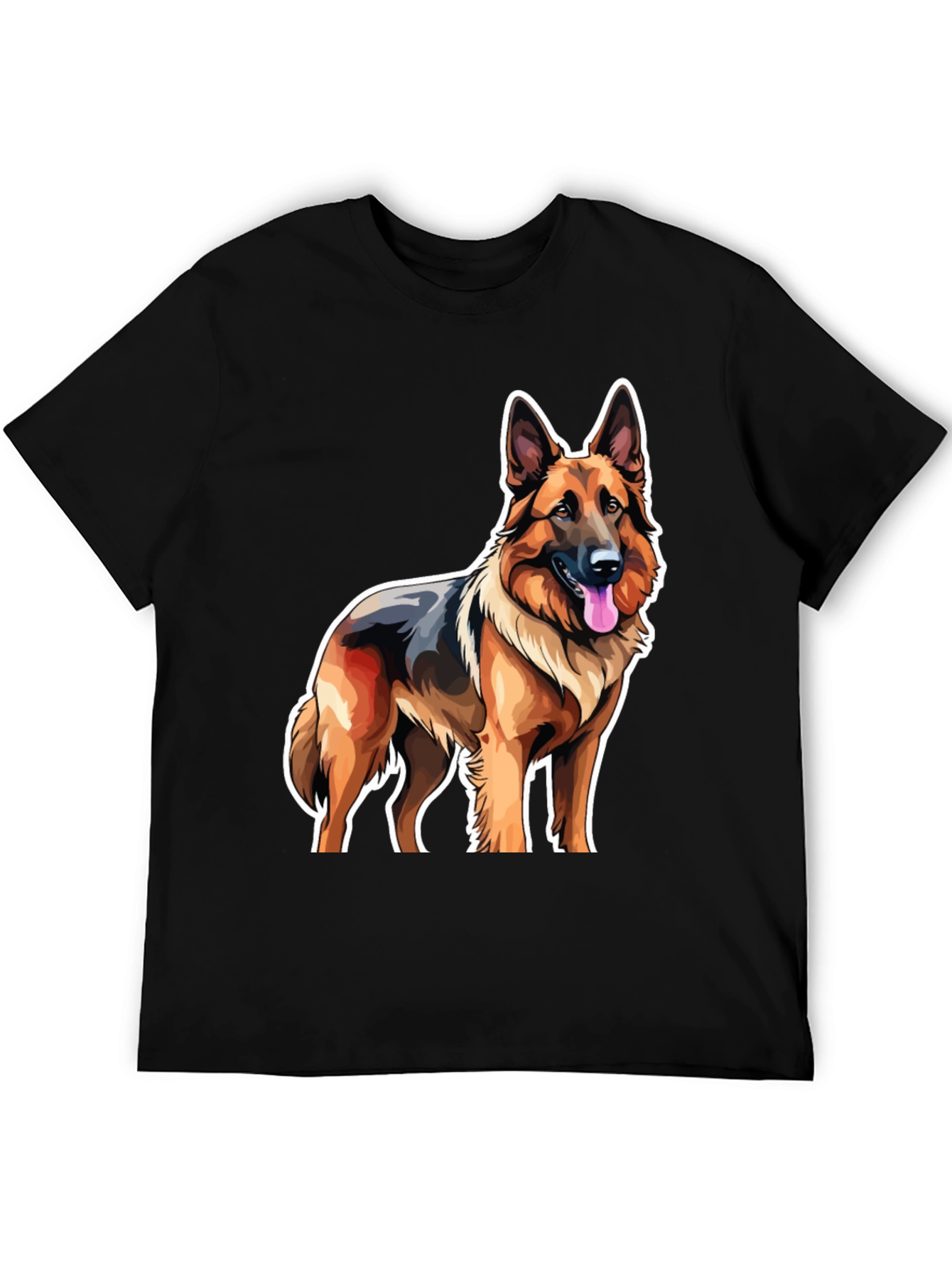 German Shepherd Graphic Tee - Black Cotton Comfort