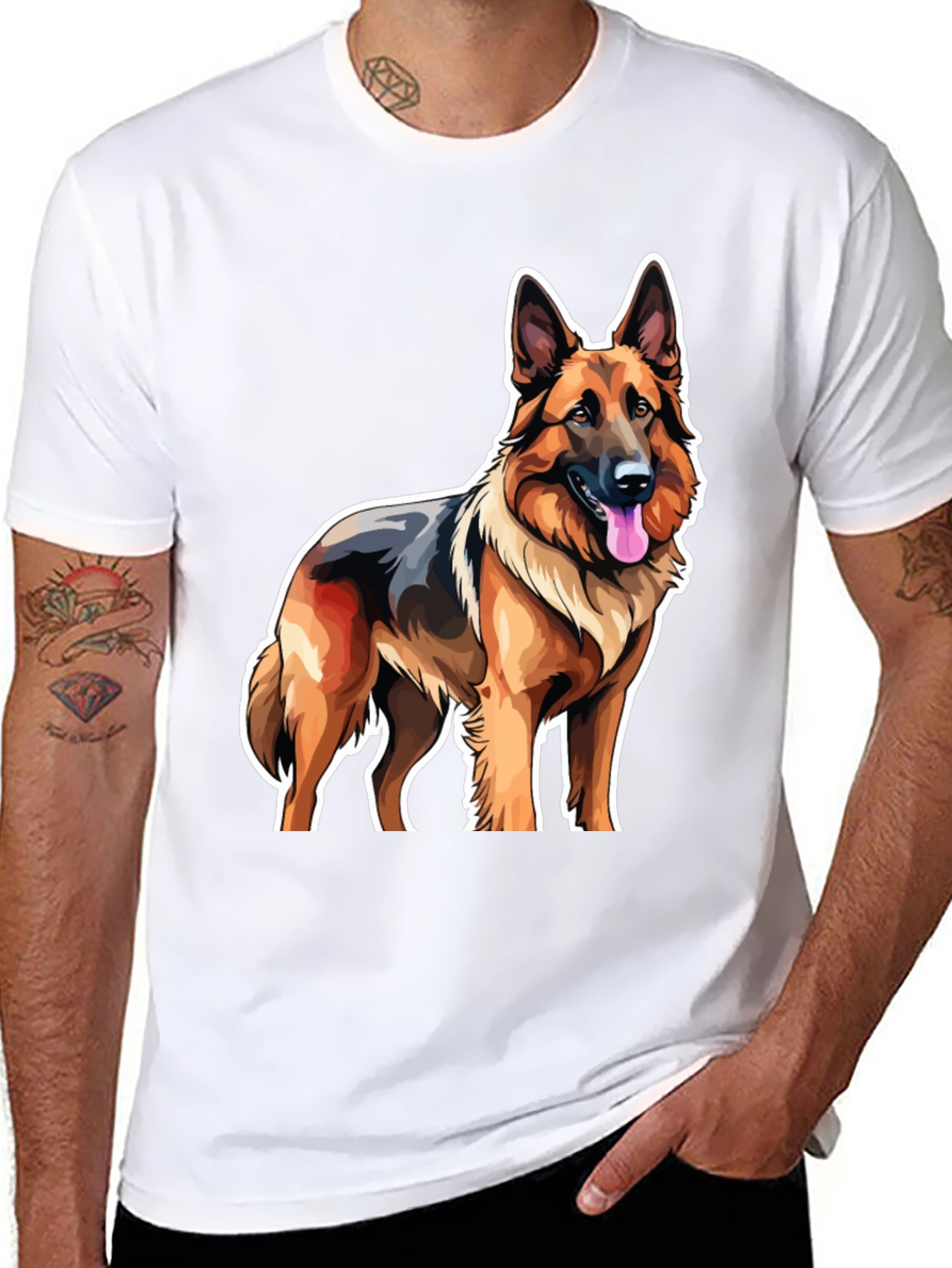 German Shepherd Graphic Tee - Black Cotton Comfort