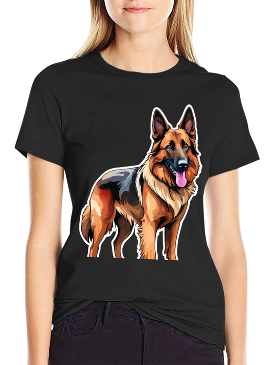 German Shepherd Graphic Tee - Black Cotton Comfort