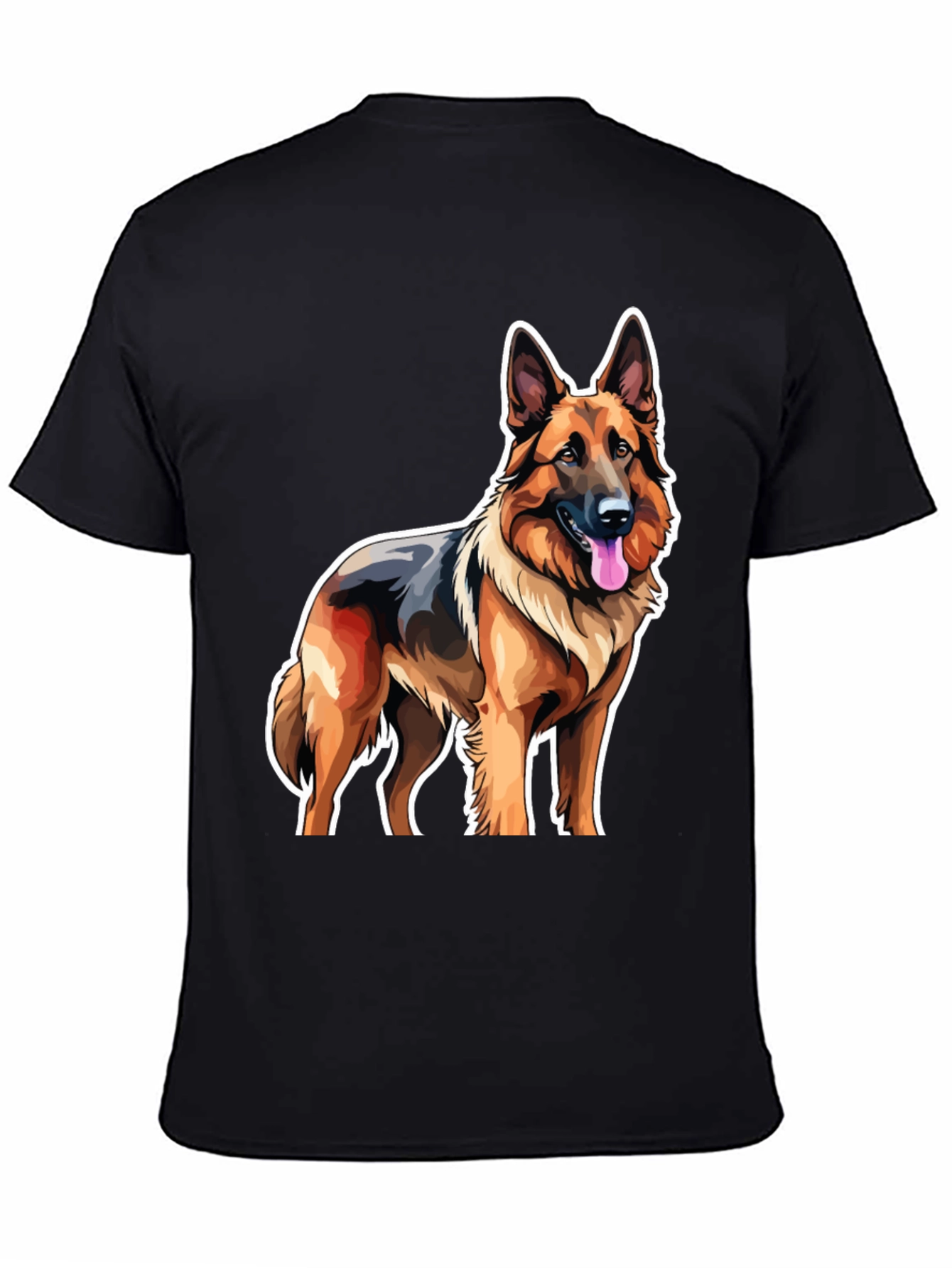 German Shepherd Graphic Tee - Black Cotton Comfort