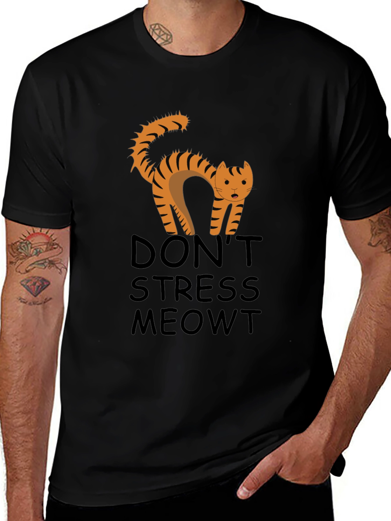 Dont Stress Meowt Black Graphic Tee