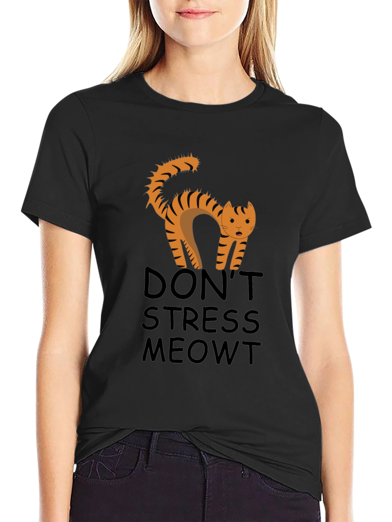 Dont Stress Meowt Black Graphic Tee