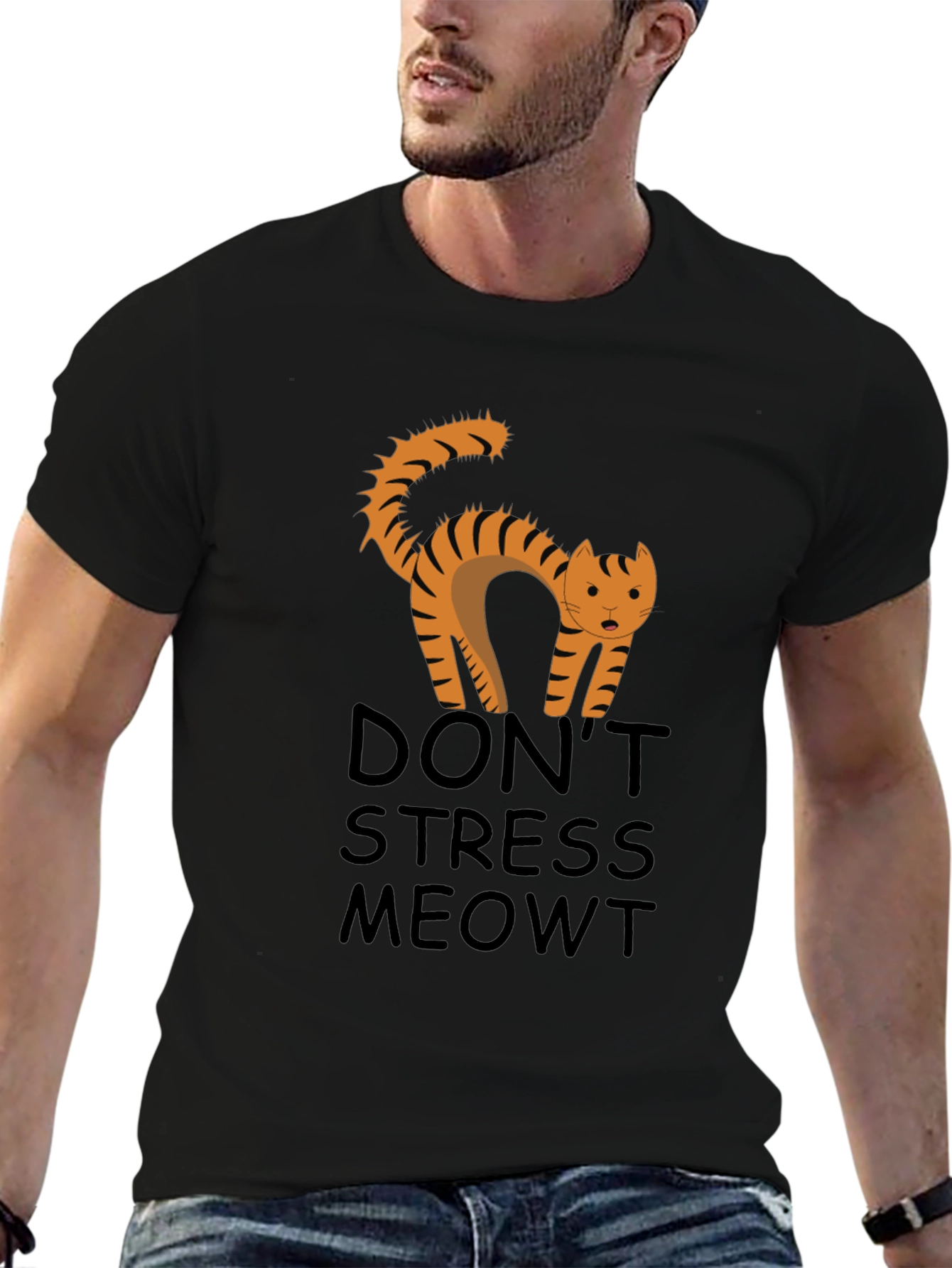 Dont Stress Meowt Black Graphic Tee