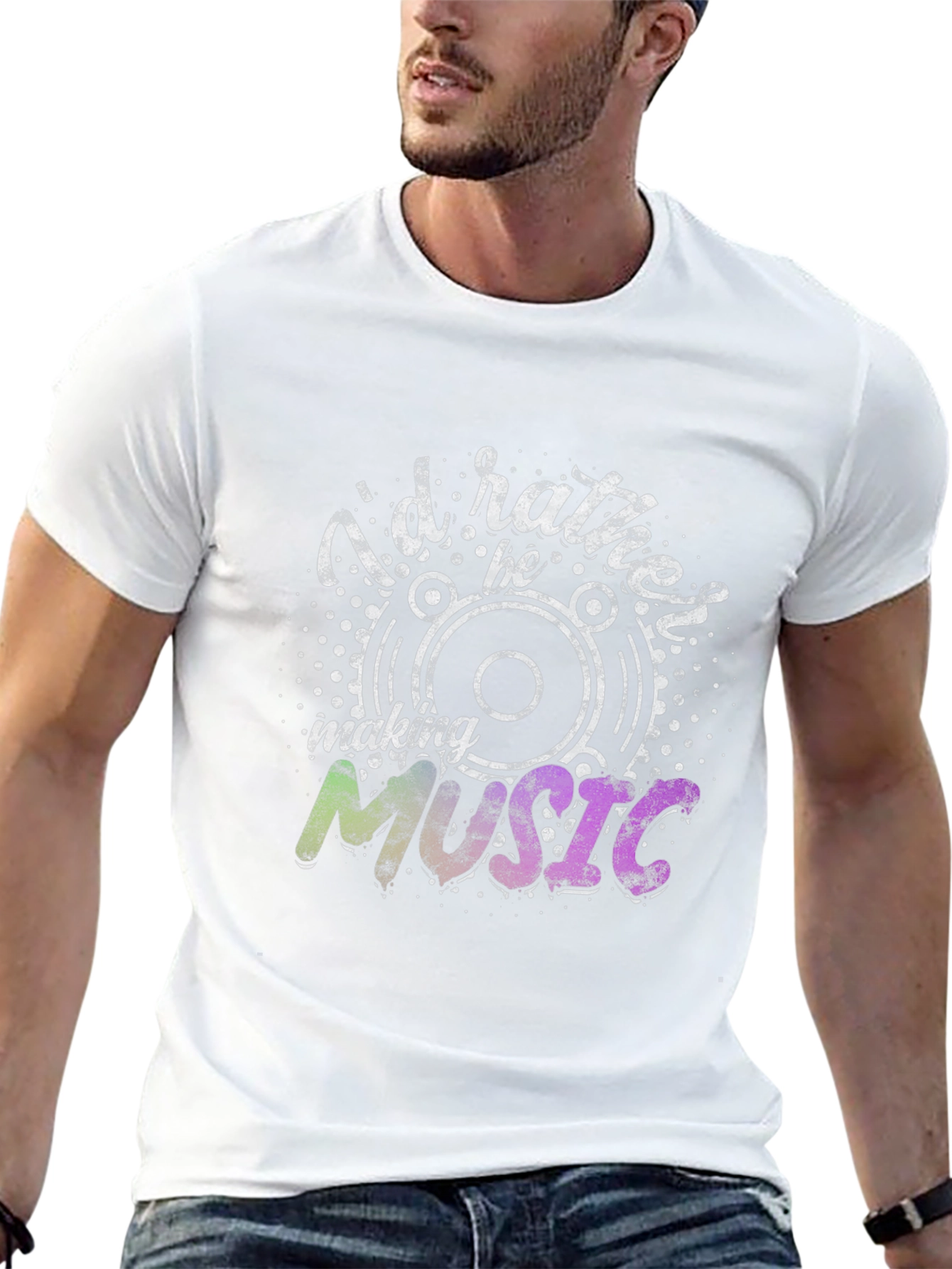 Id Rather Be Making Music Graphic Black T-Shirt