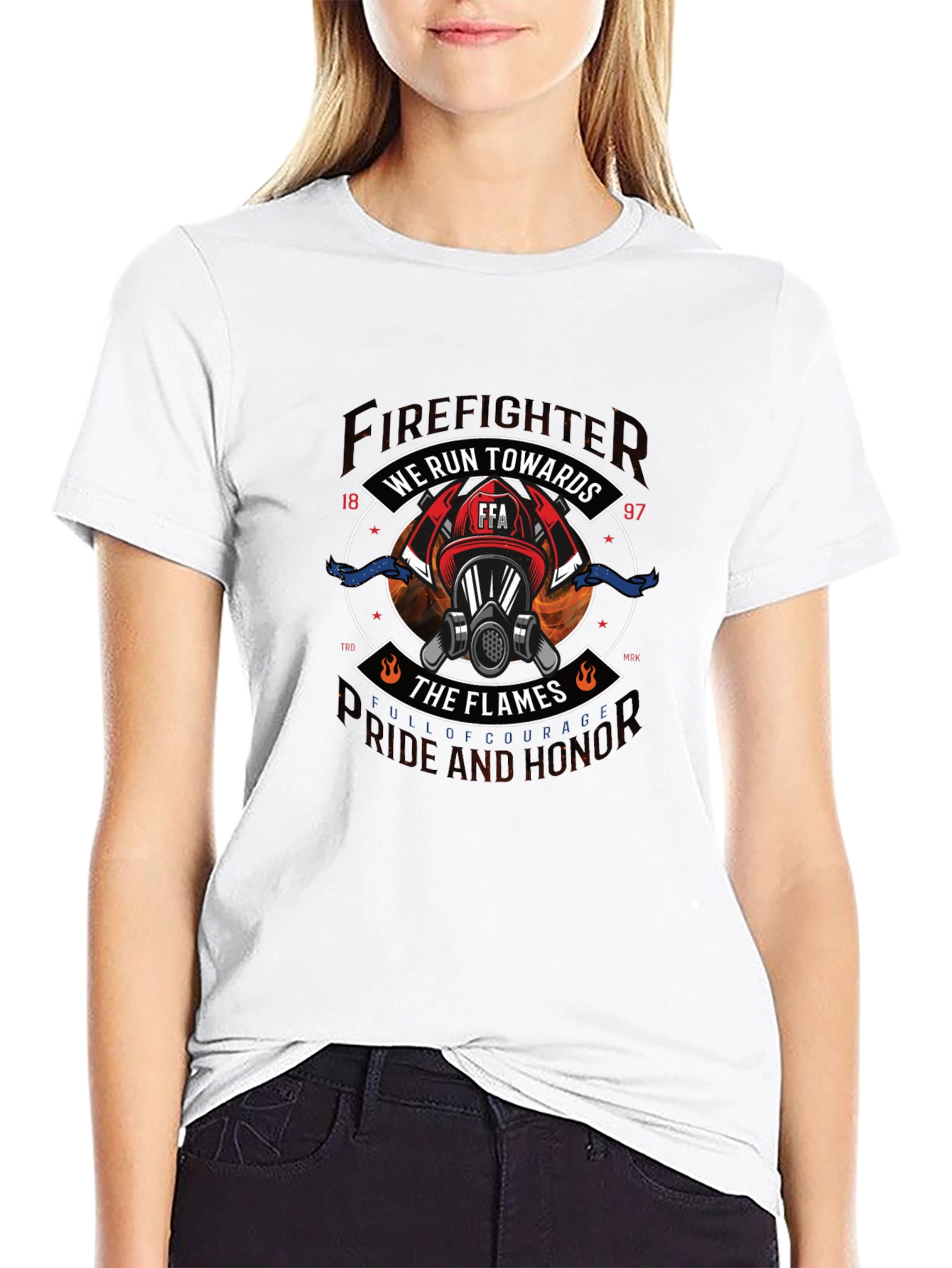 Firefighter We Run Towards the Flames Graphic Tee
