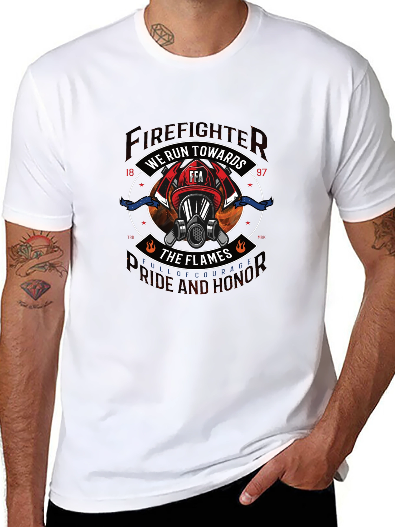 Firefighter We Run Towards the Flames Graphic Tee
