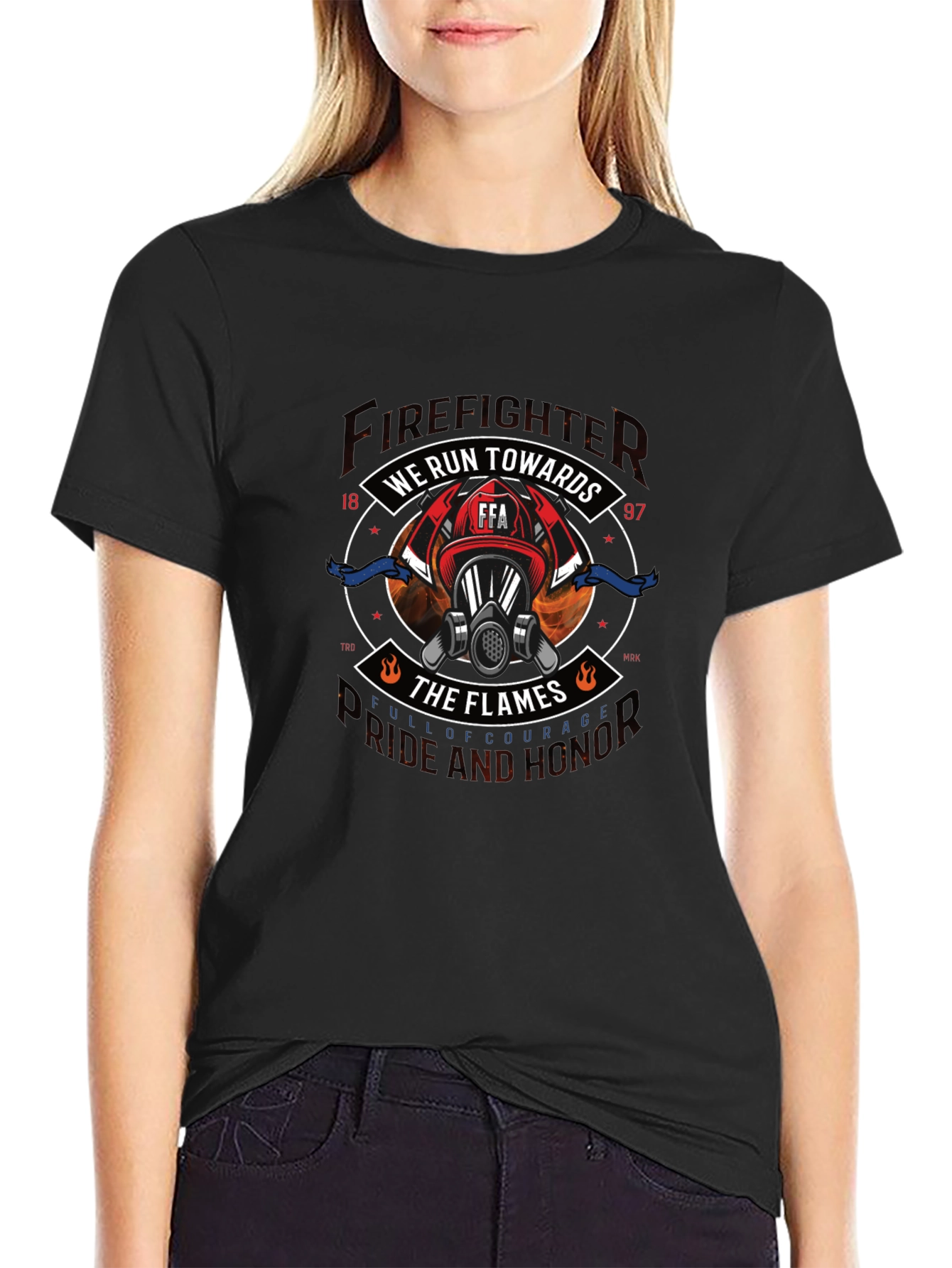 Firefighter We Run Towards the Flames Graphic Tee