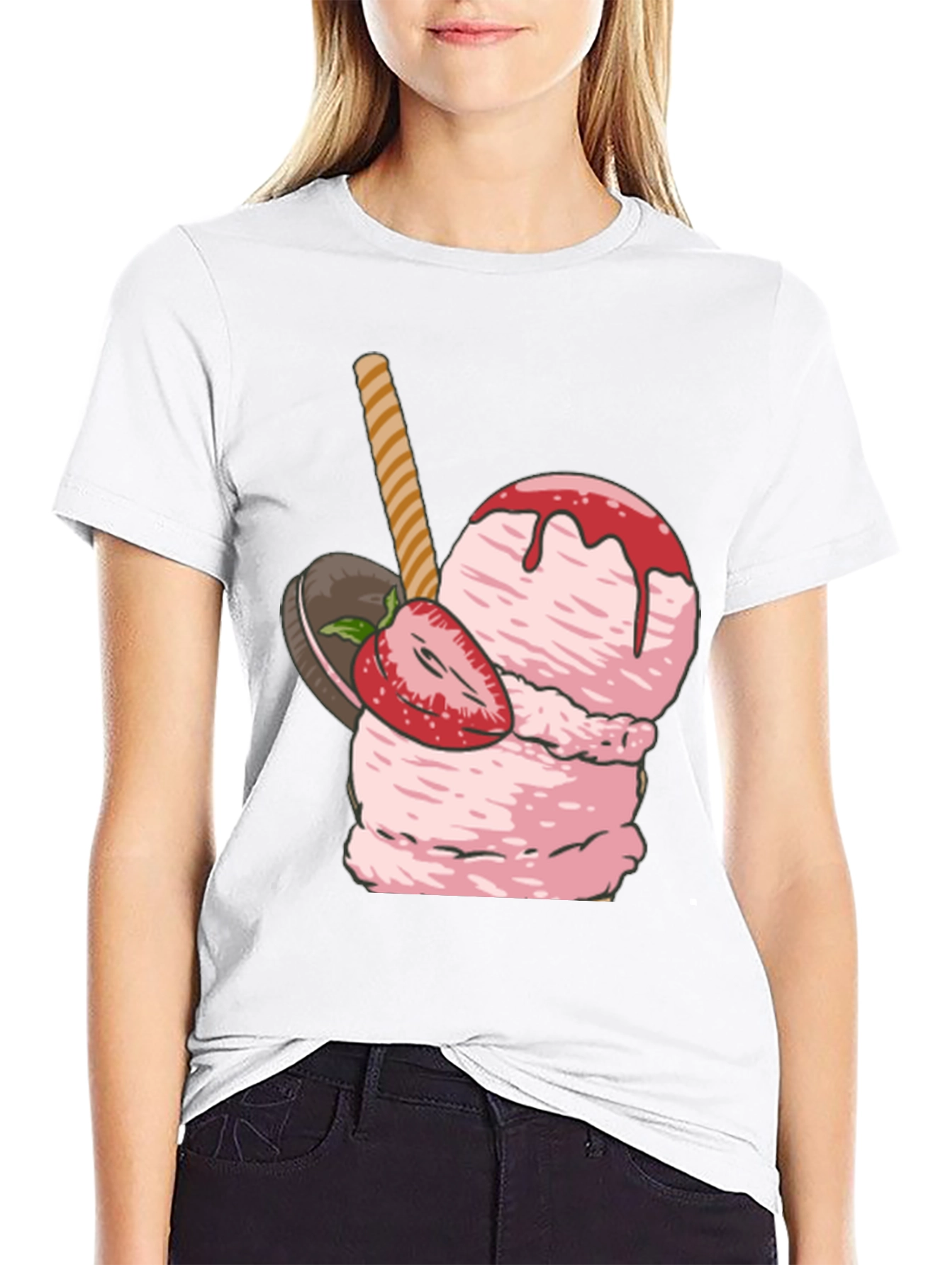 Strawberry Ice Cream Graphic T-Shirt