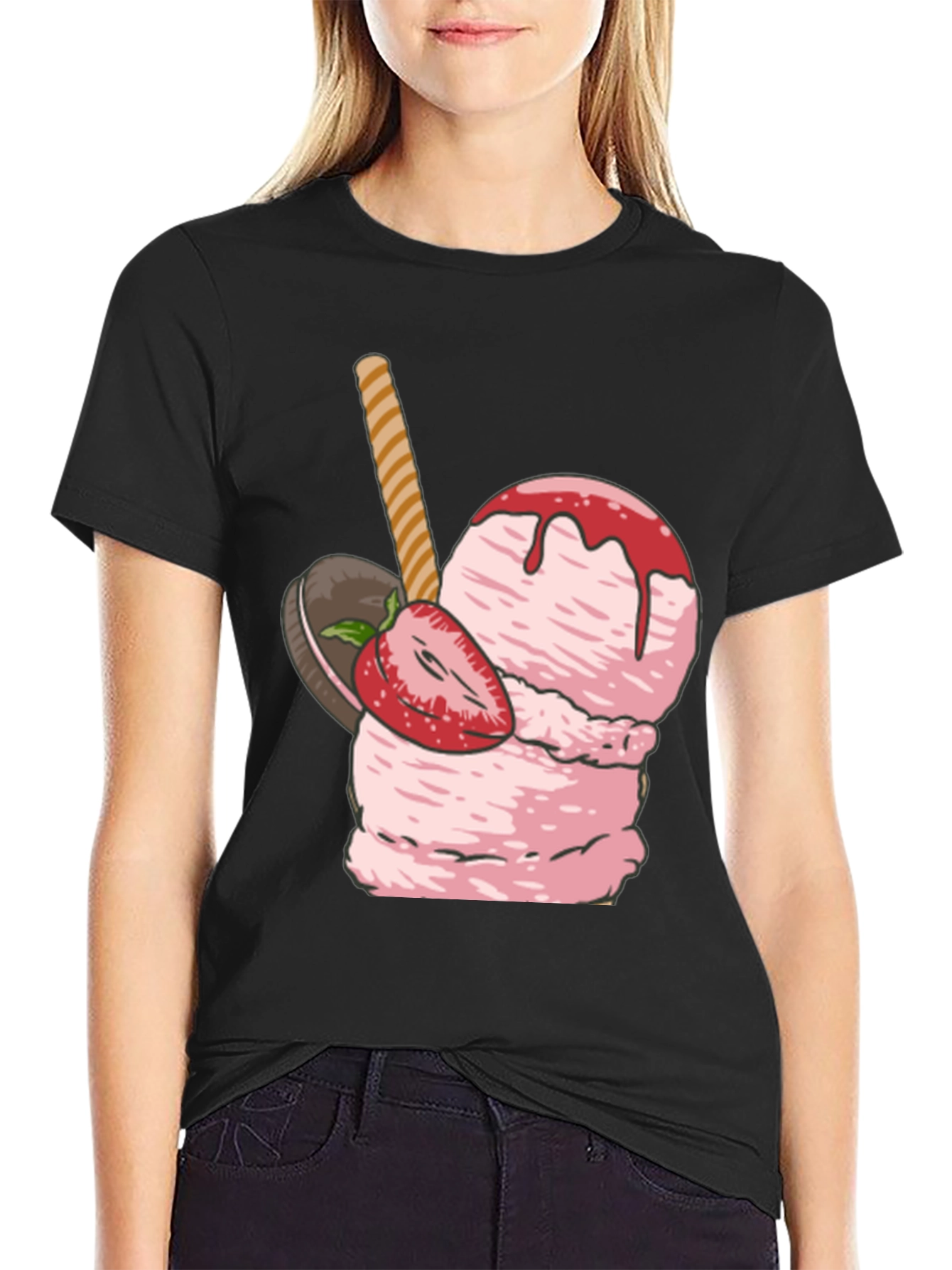 Strawberry Ice Cream Graphic T-Shirt
