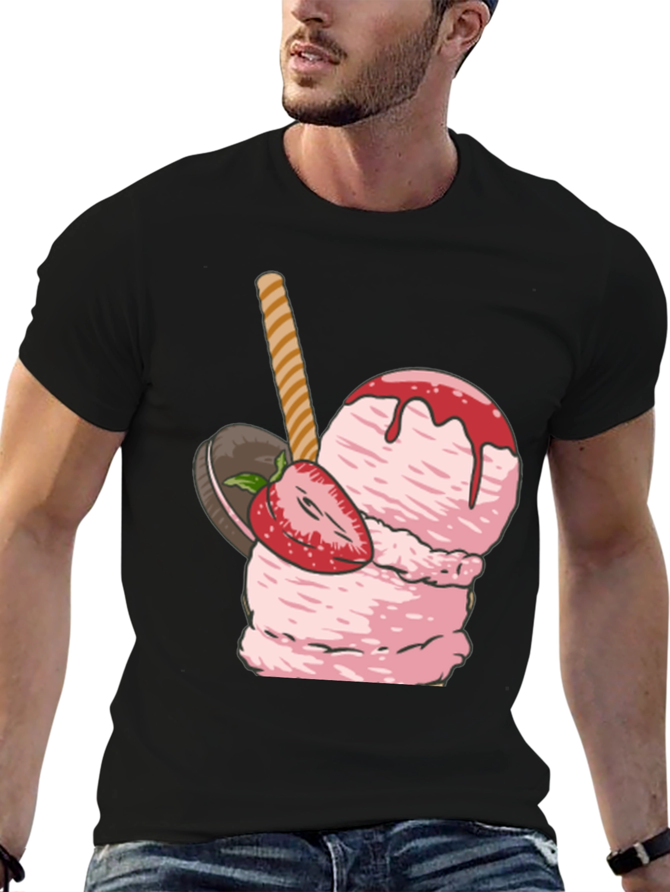 Strawberry Ice Cream Graphic T-Shirt