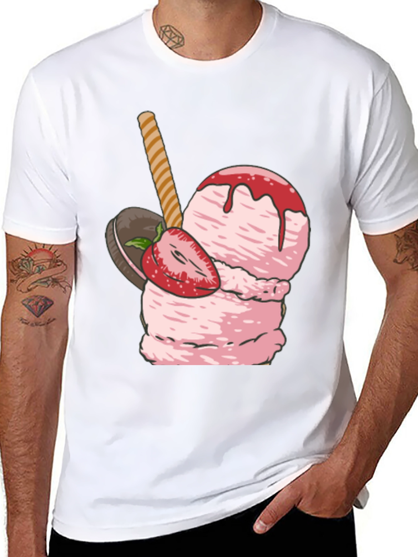 Strawberry Ice Cream Graphic T-Shirt