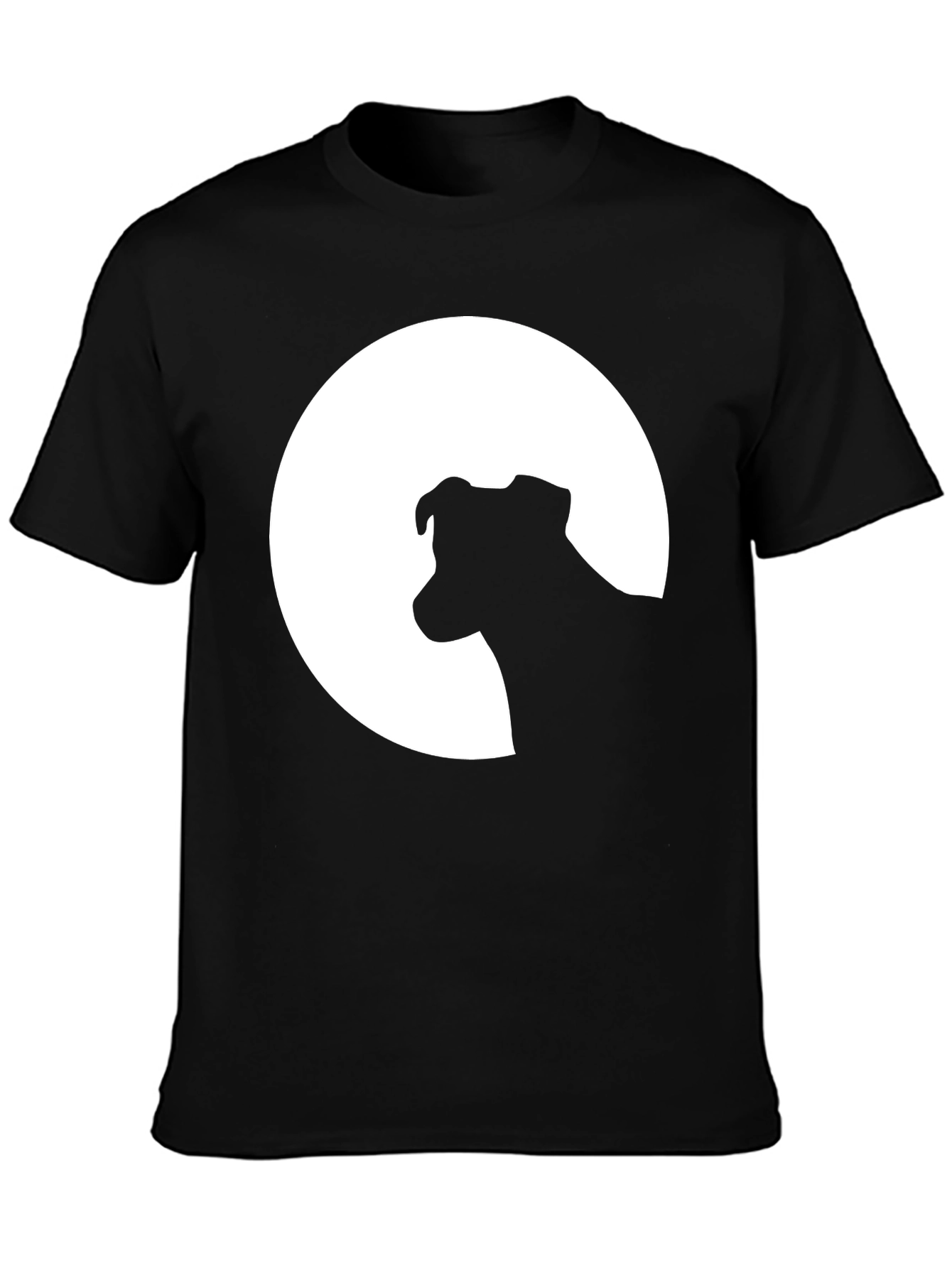 Dog Silhouette Moon Graphic Tee - Black Unisex Shirt