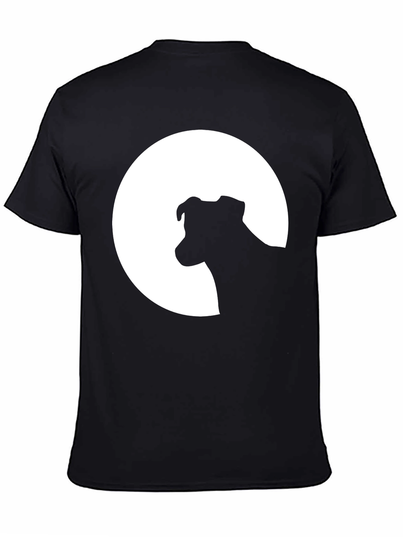 Dog Silhouette Moon Graphic Tee - Black Unisex Shirt