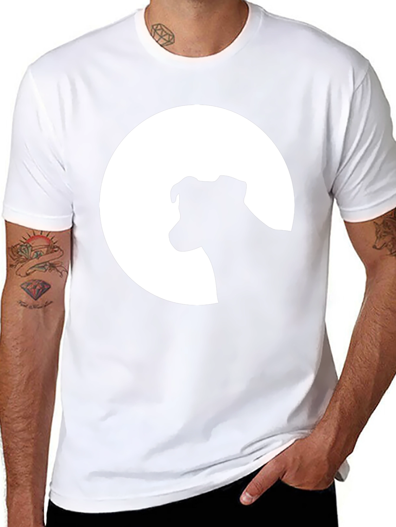 Dog Silhouette Moon Graphic Tee - Black Unisex Shirt