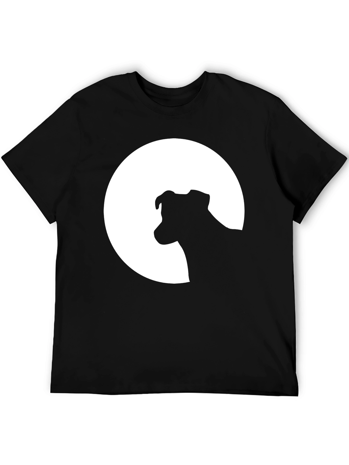 Dog Silhouette Moon Graphic Tee - Black Unisex Shirt