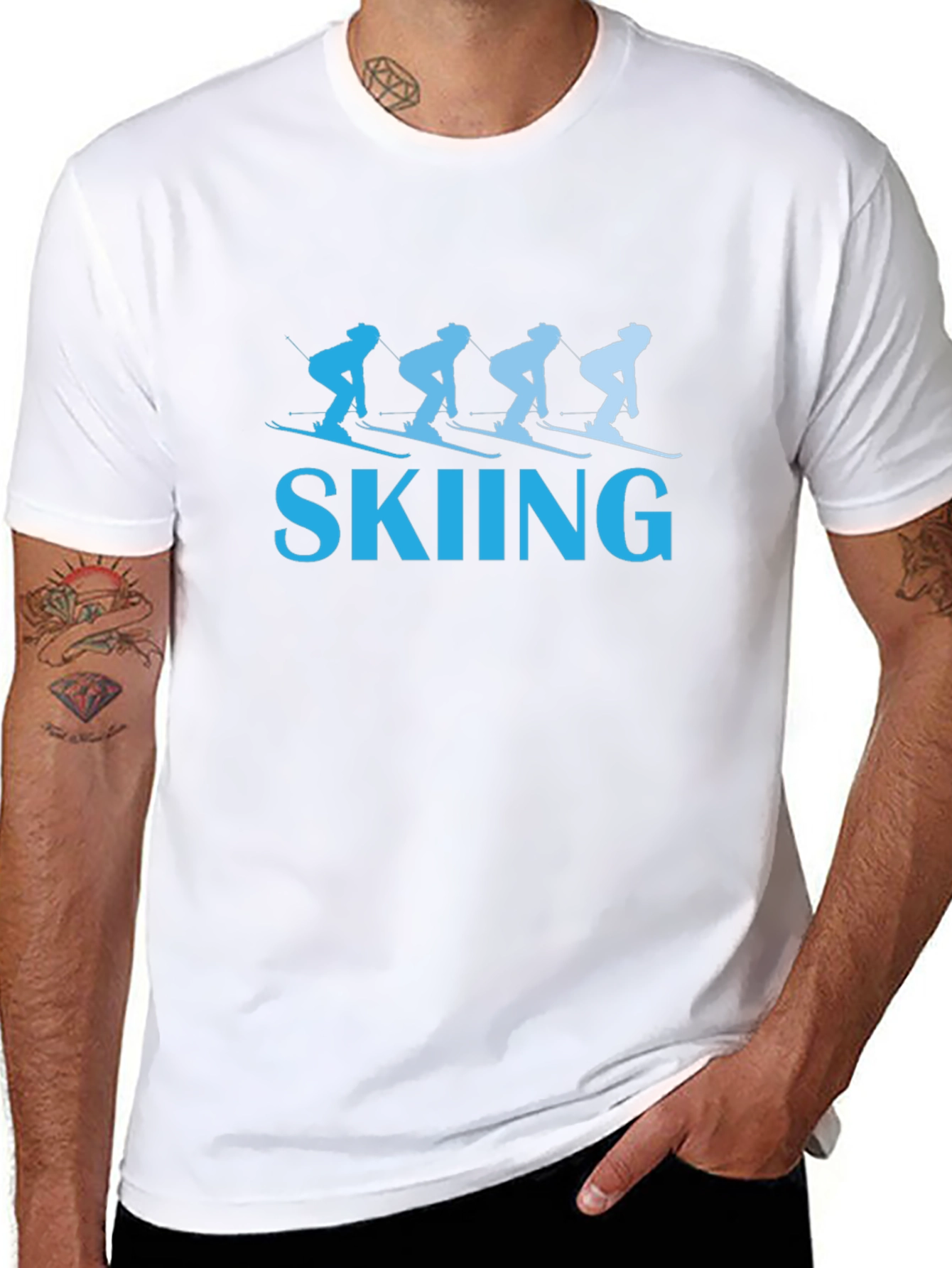 Skiing Graphic Tee - Black Cotton T-Shirt
