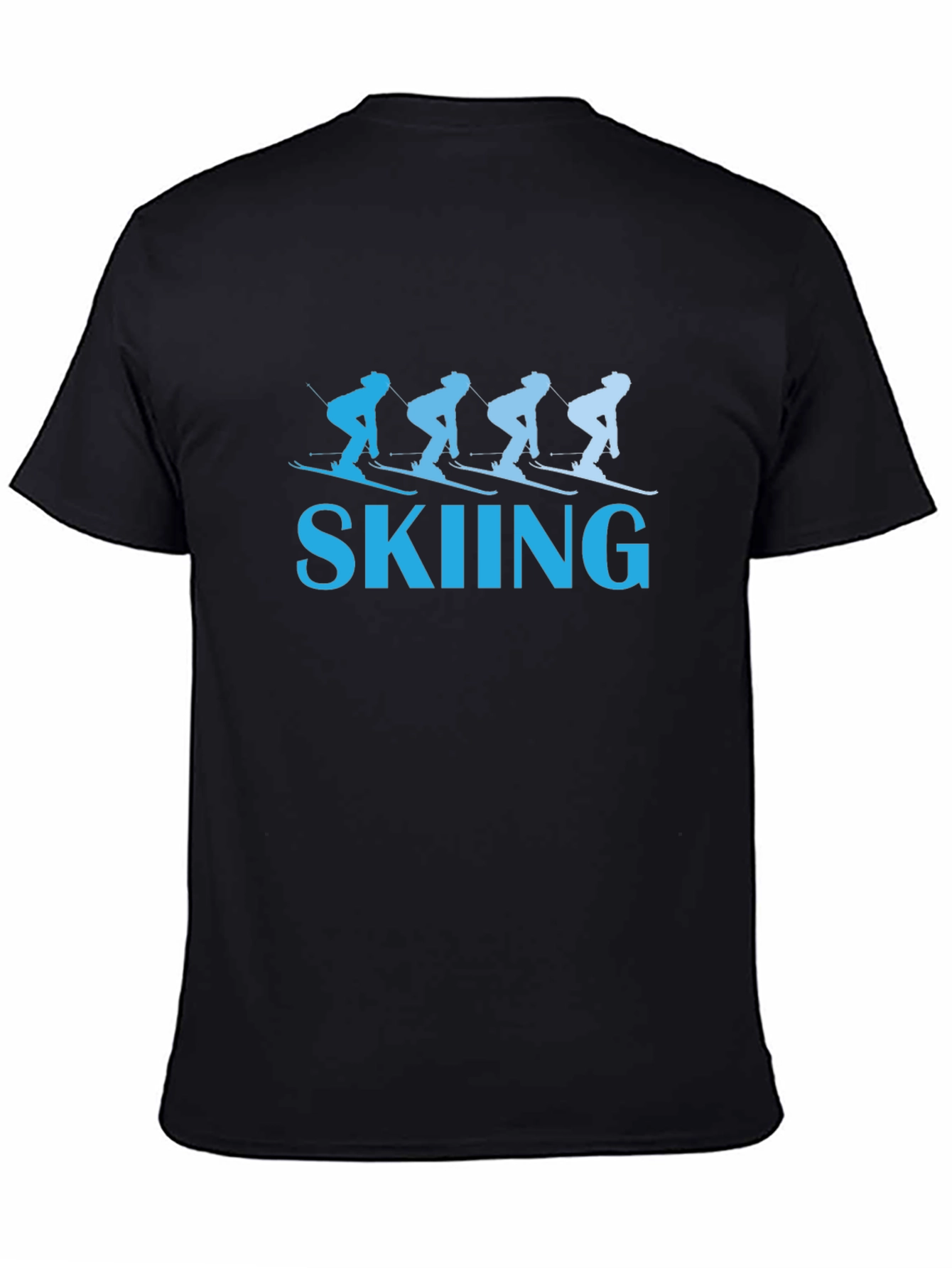 Skiing Graphic Tee - Black Cotton T-Shirt