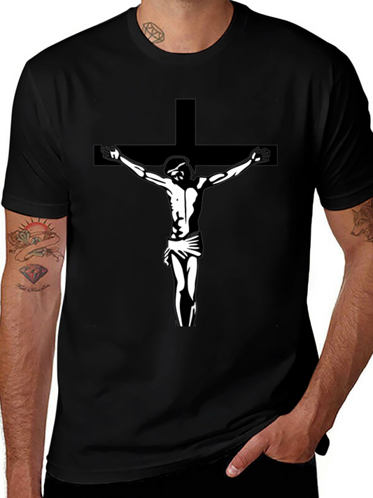 Jesus on Cross Graphic Tee - Black