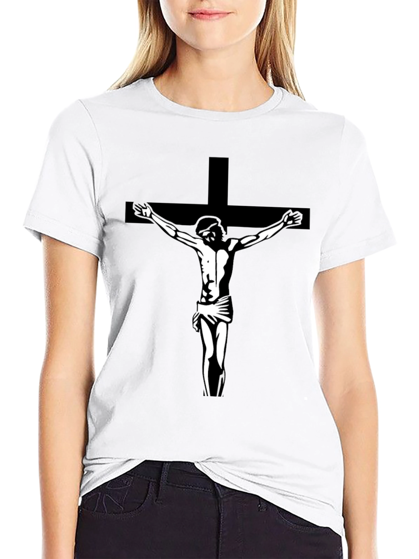 Jesus on Cross Graphic Tee - Black