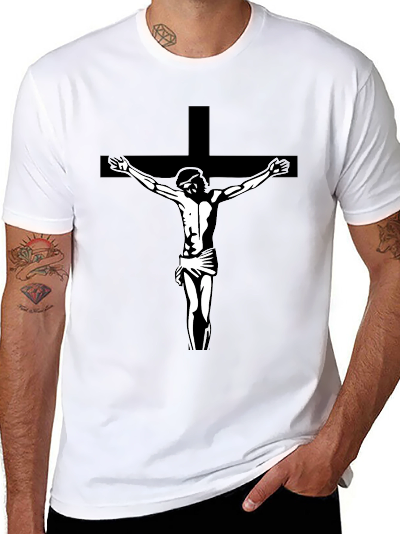 Jesus on Cross Graphic Tee - Black