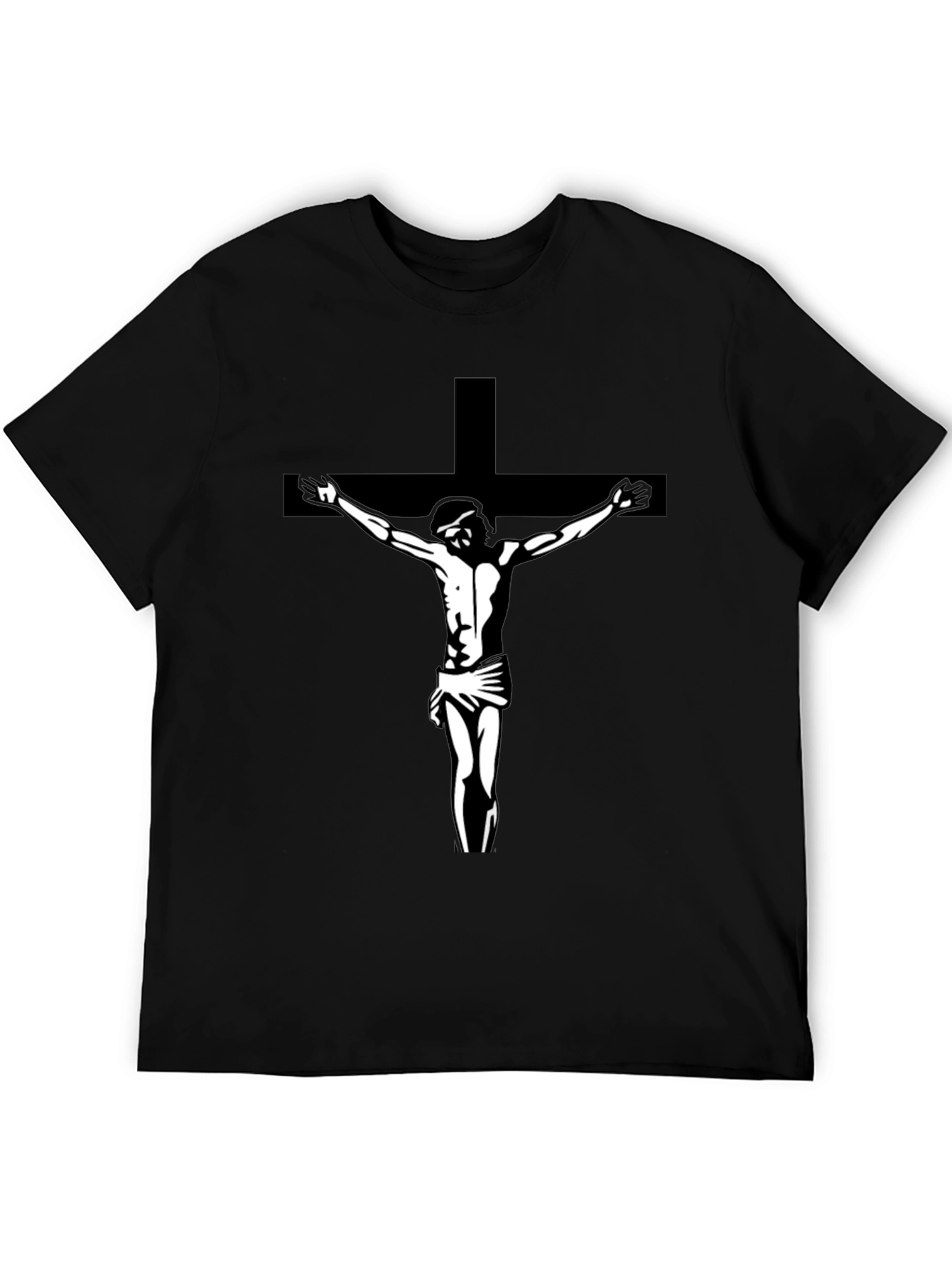Jesus on Cross Graphic Tee - Black