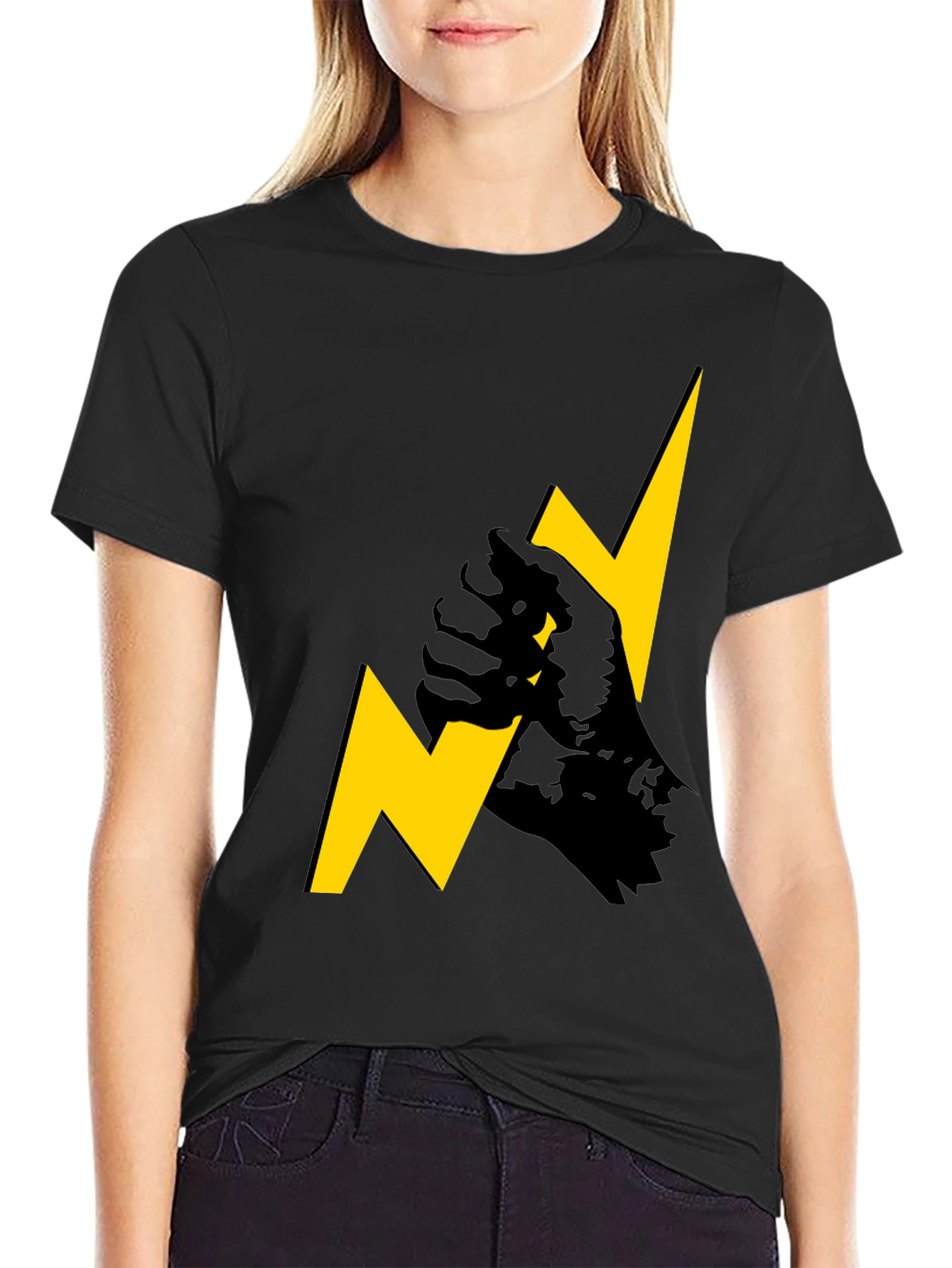 ⚡️ Bold Lightning Bolt Fist Graphic Tee - Black