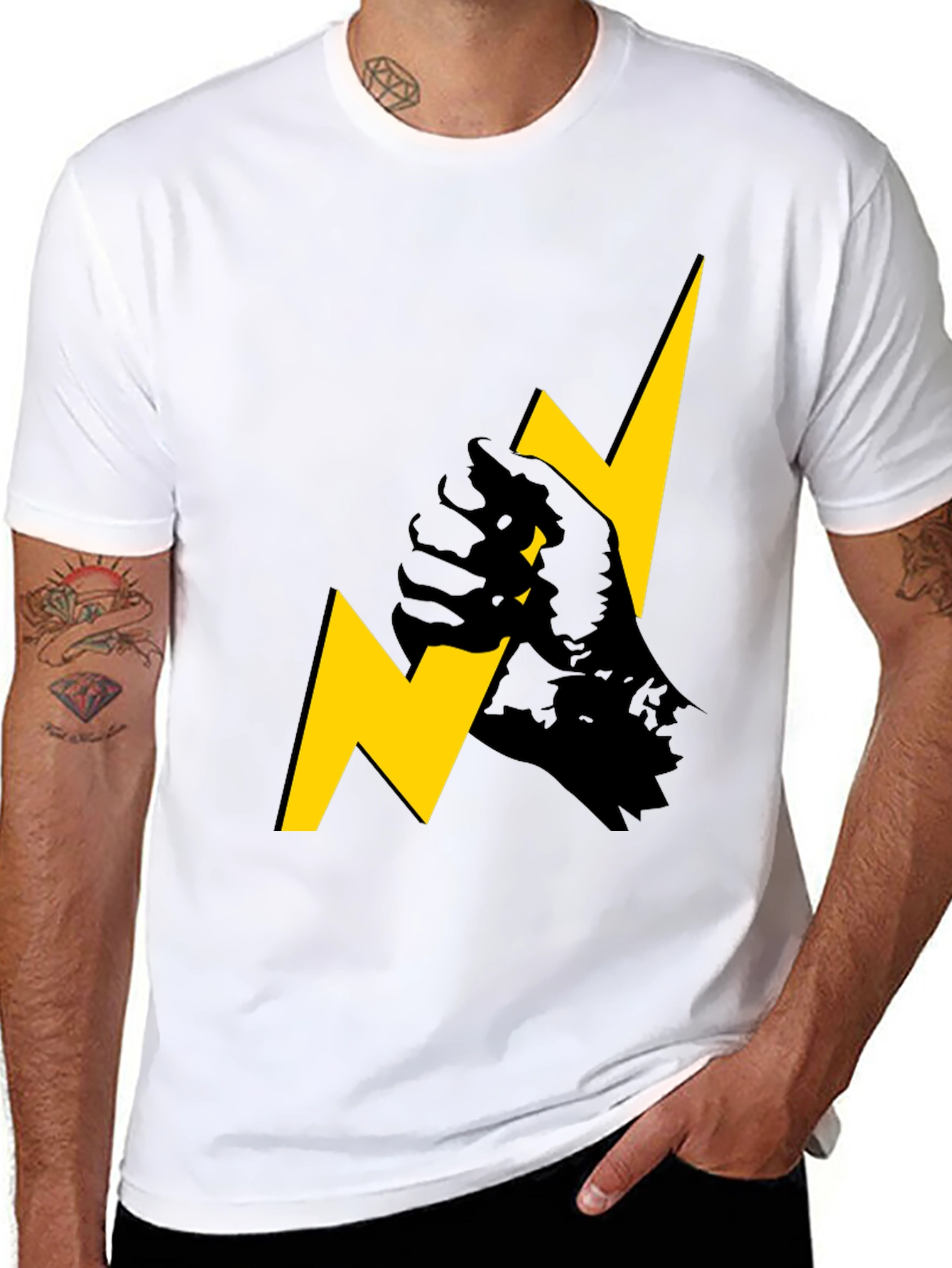 ⚡️ Bold Lightning Bolt Fist Graphic Tee - Black
