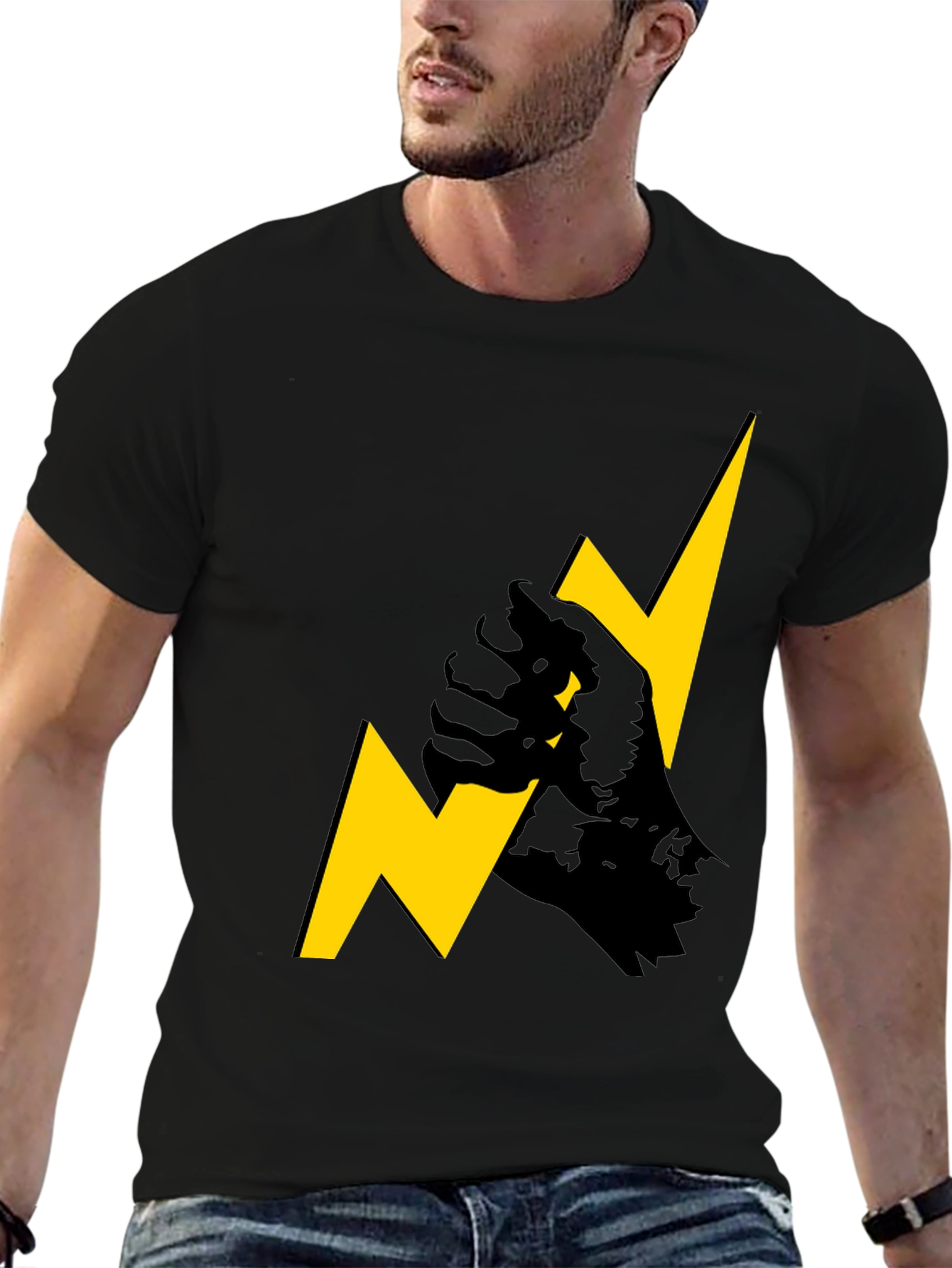 ⚡️ Bold Lightning Bolt Fist Graphic Tee - Black