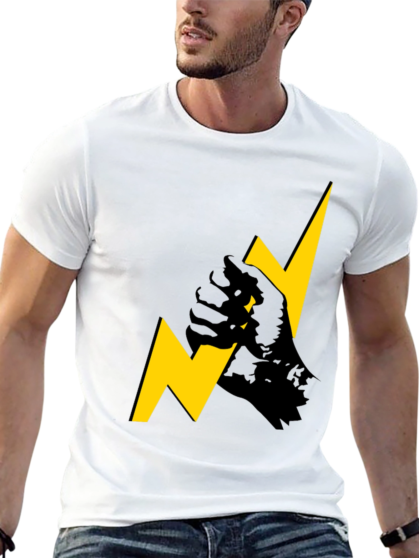 ⚡️ Bold Lightning Bolt Fist Graphic Tee - Black