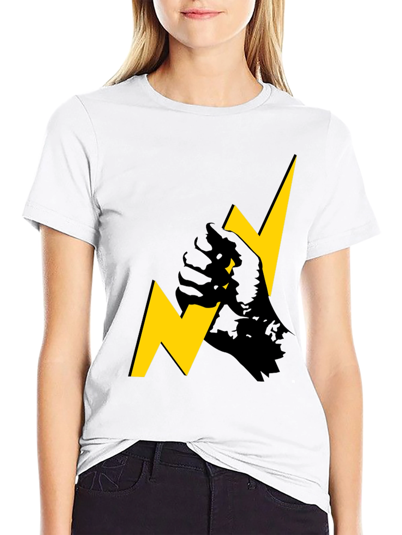 ⚡️ Bold Lightning Bolt Fist Graphic Tee - Black