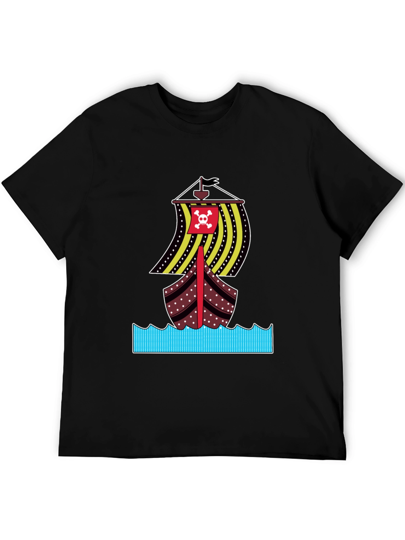 Pirate Ship Graphic Tee - Bold Black Cotton T-Shirt