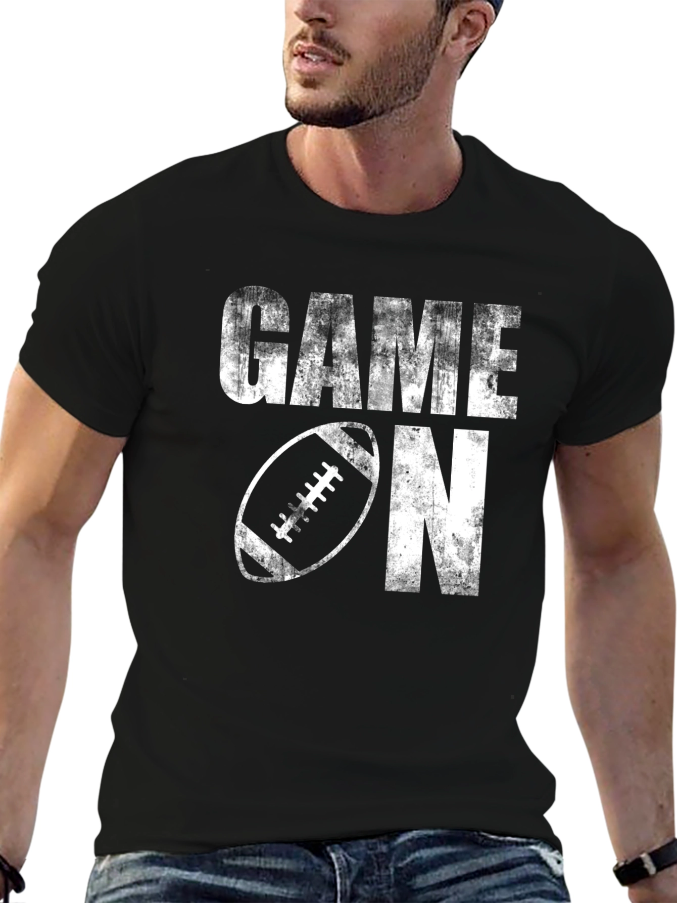 Game On Football Graphic Tee - Black
