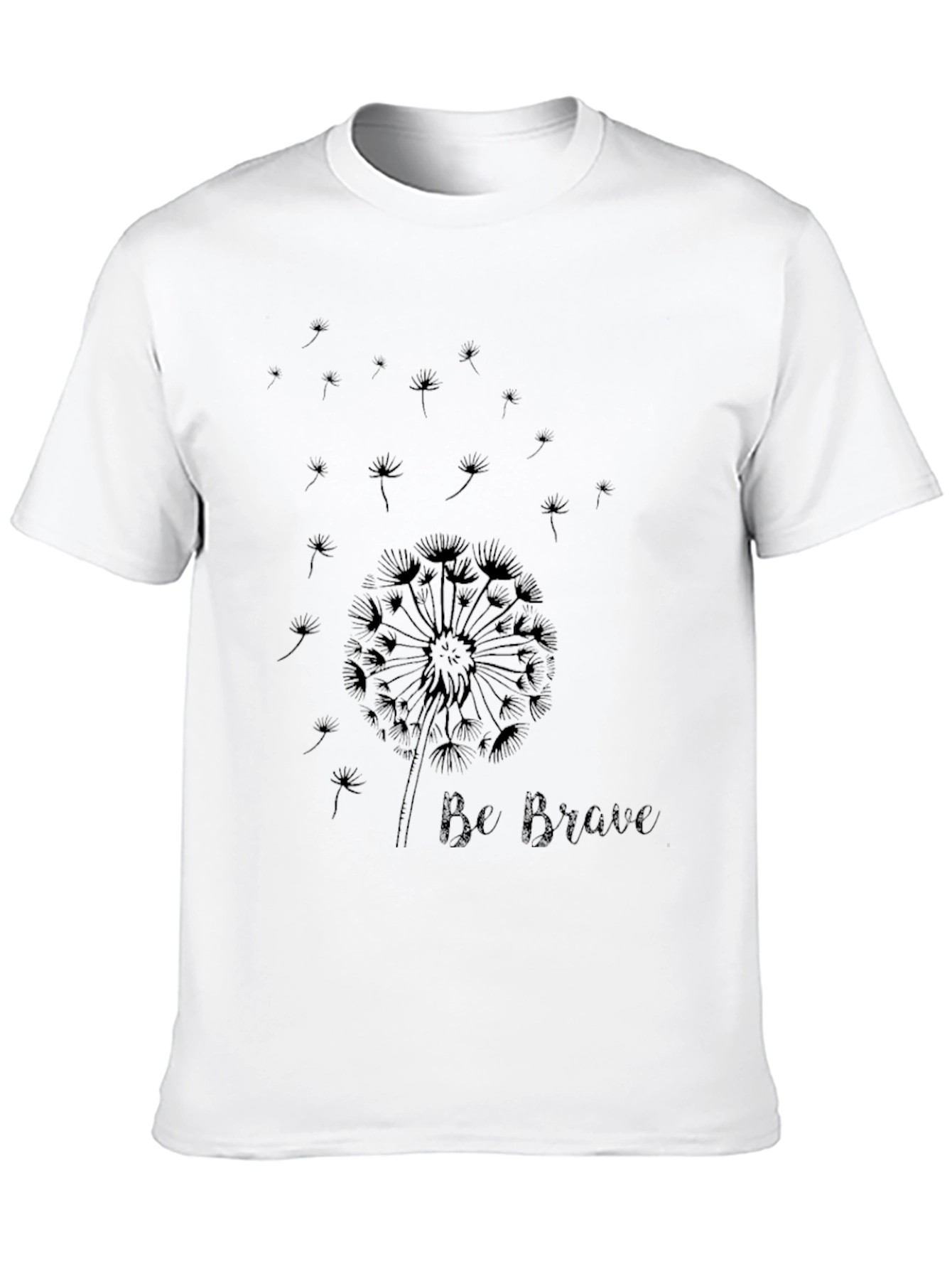 Be Brave Dandelion Graphic Tee - Black Cotton T-Shirt