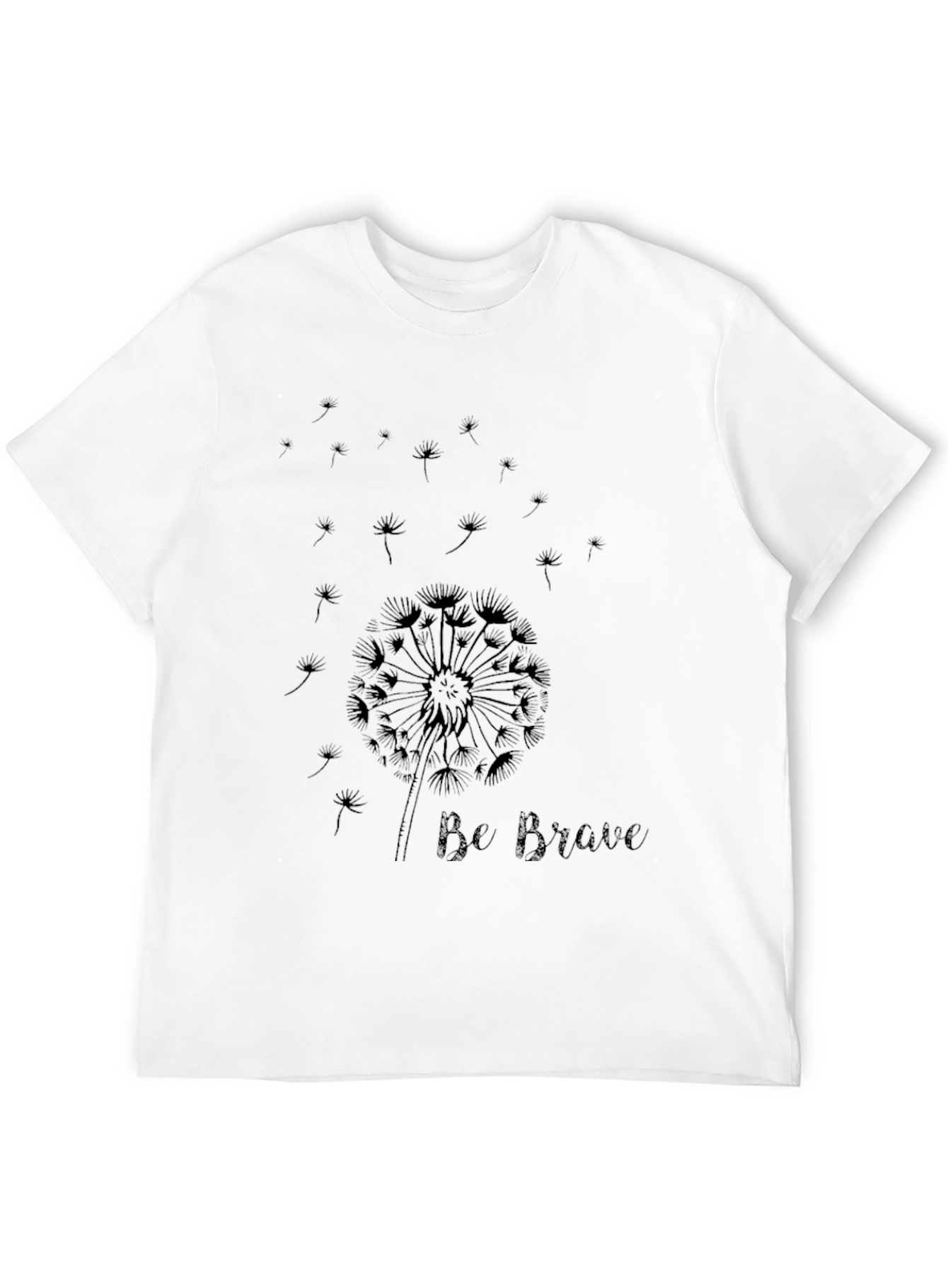 Be Brave Dandelion Graphic Tee - Black Cotton T-Shirt