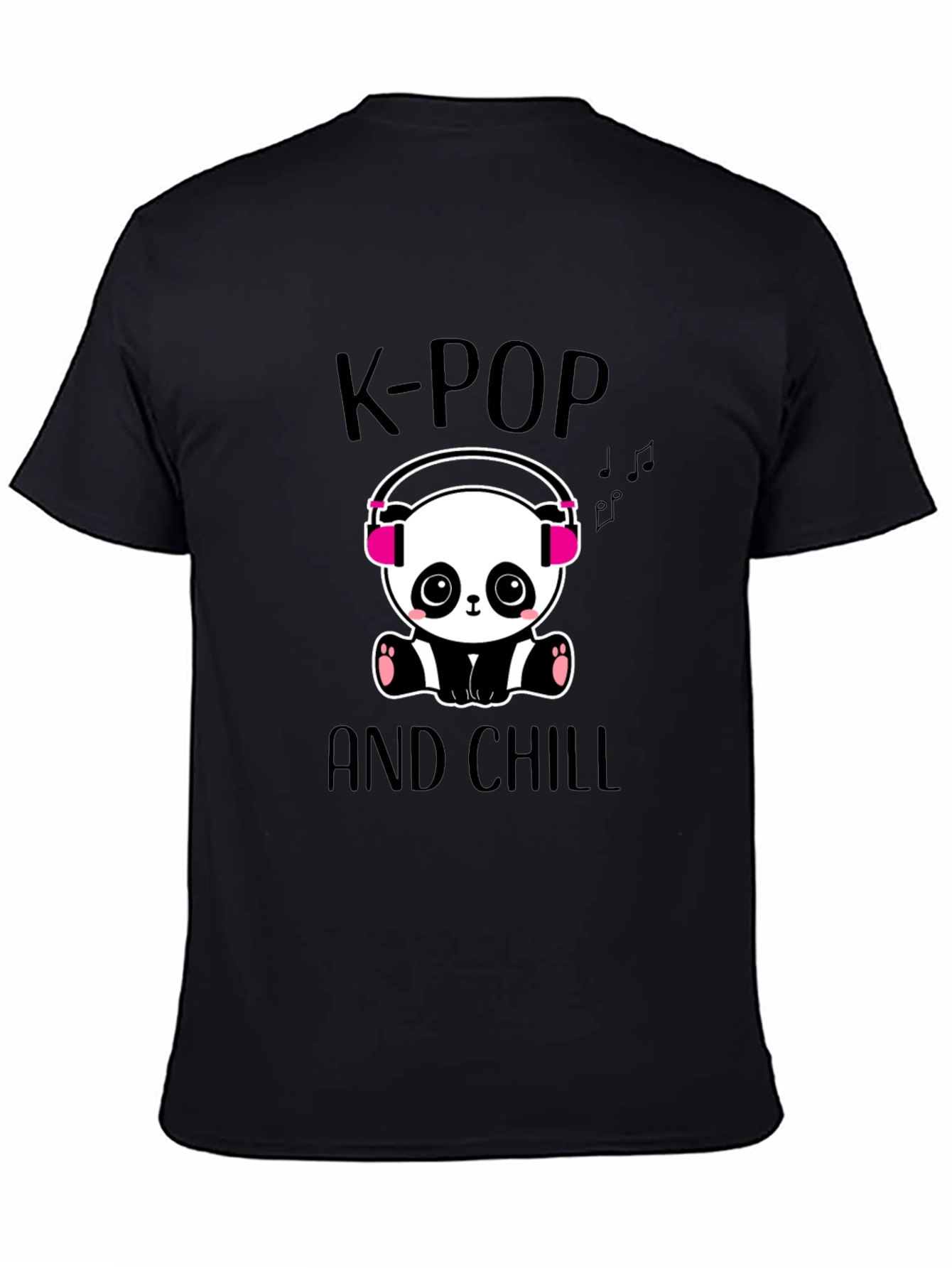 K-Pop and Chill Panda Graphic Tee - Black