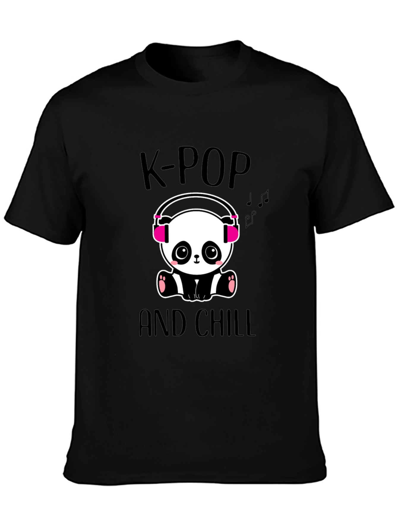 K-Pop and Chill Panda Graphic Tee - Black