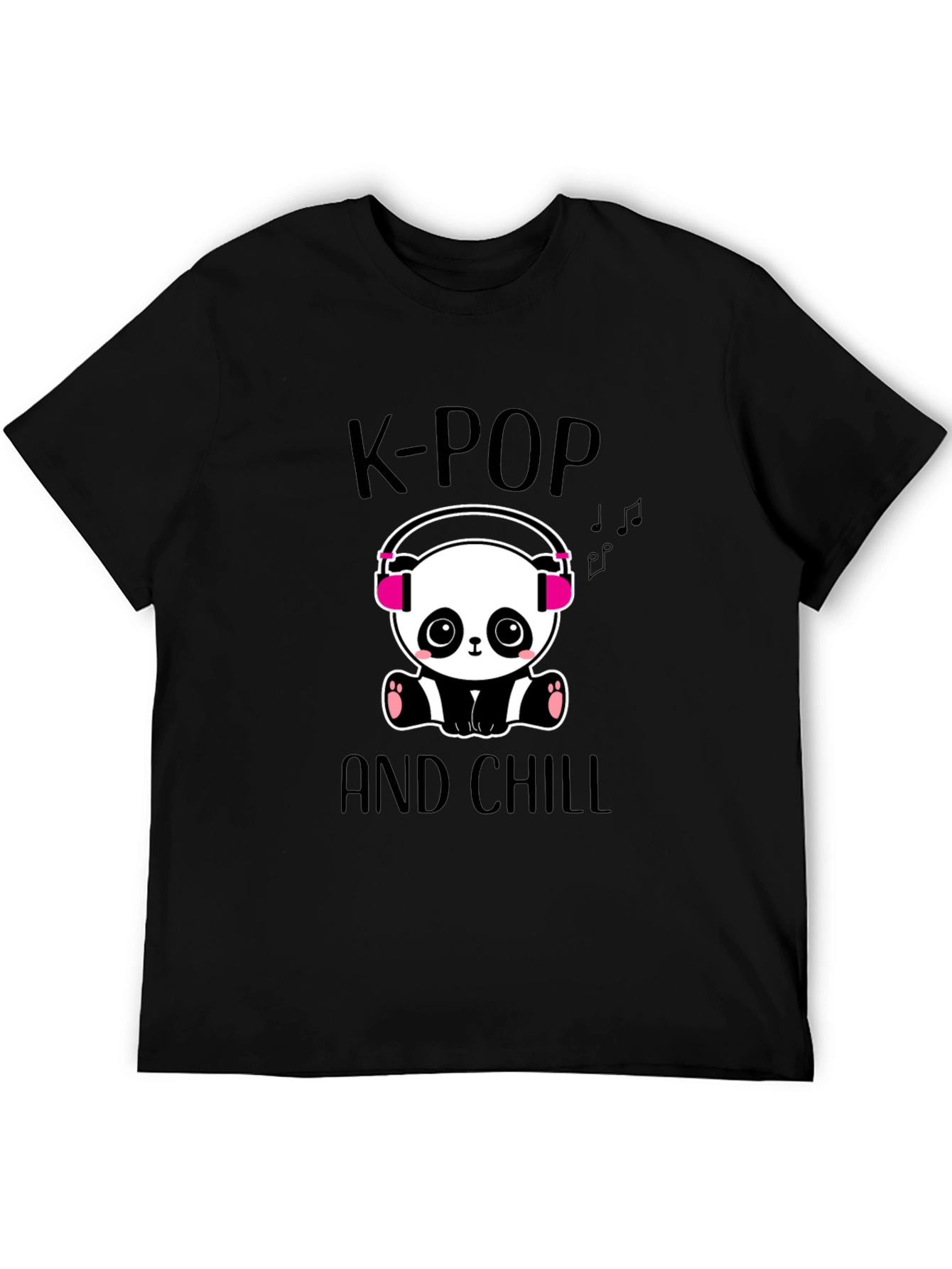 K-Pop and Chill Panda Graphic Tee - Black