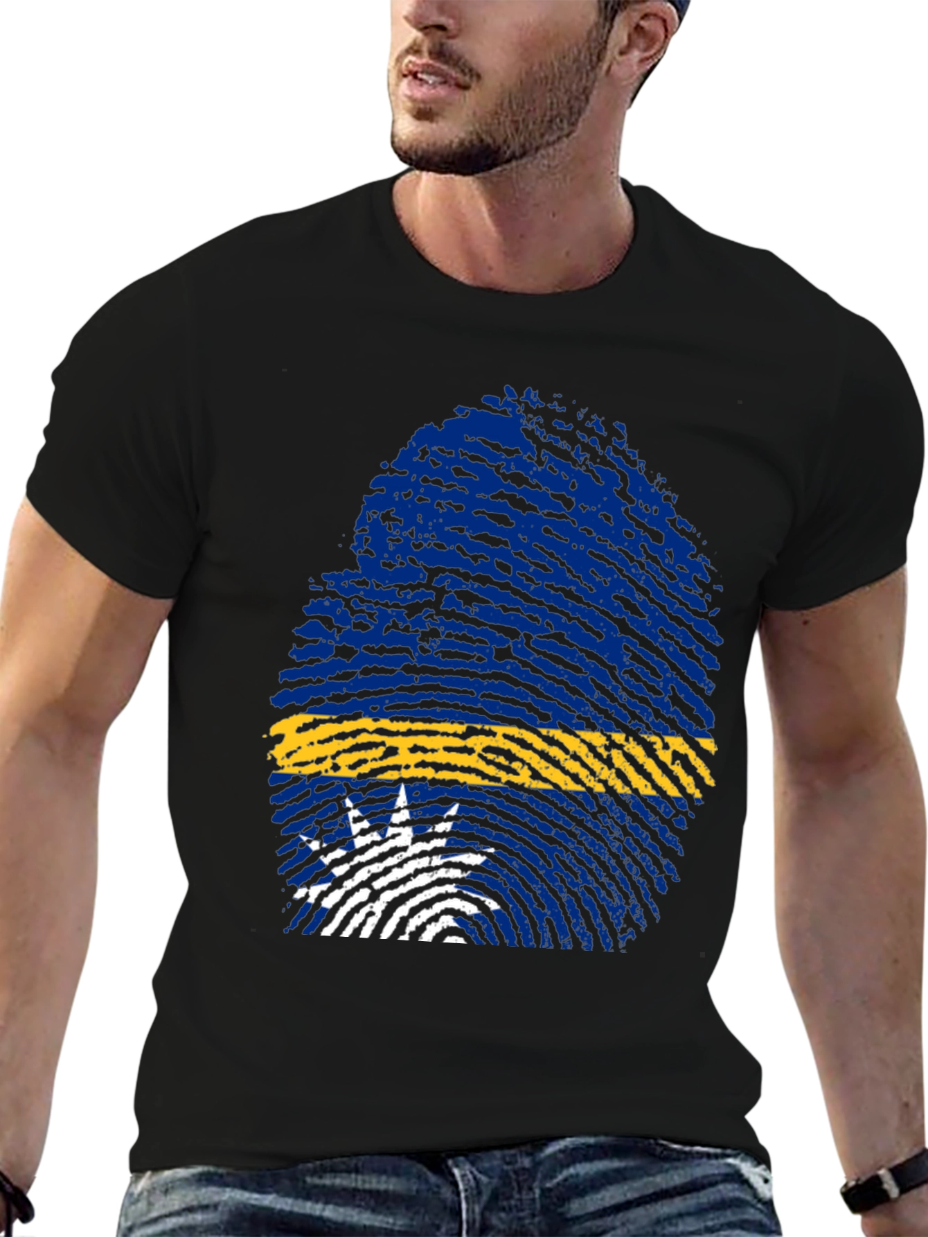 Nauru Flag Fingerprint Graphic Tee