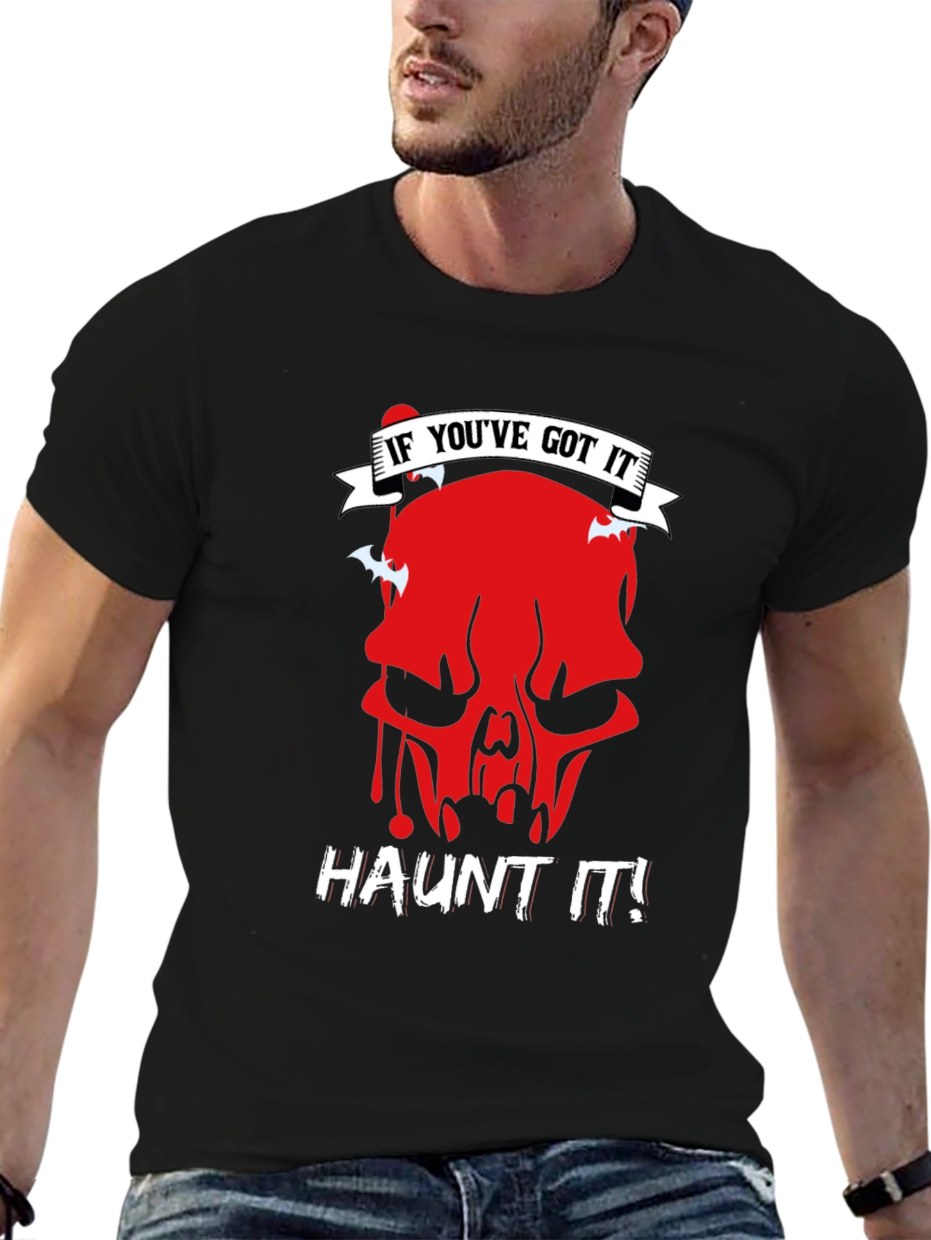 Haunt It Graphic Tee - Skull Halloween Shirt