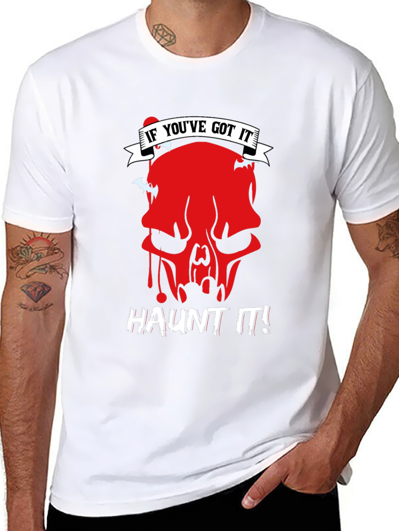 Haunt It Graphic Tee - Skull Halloween Shirt