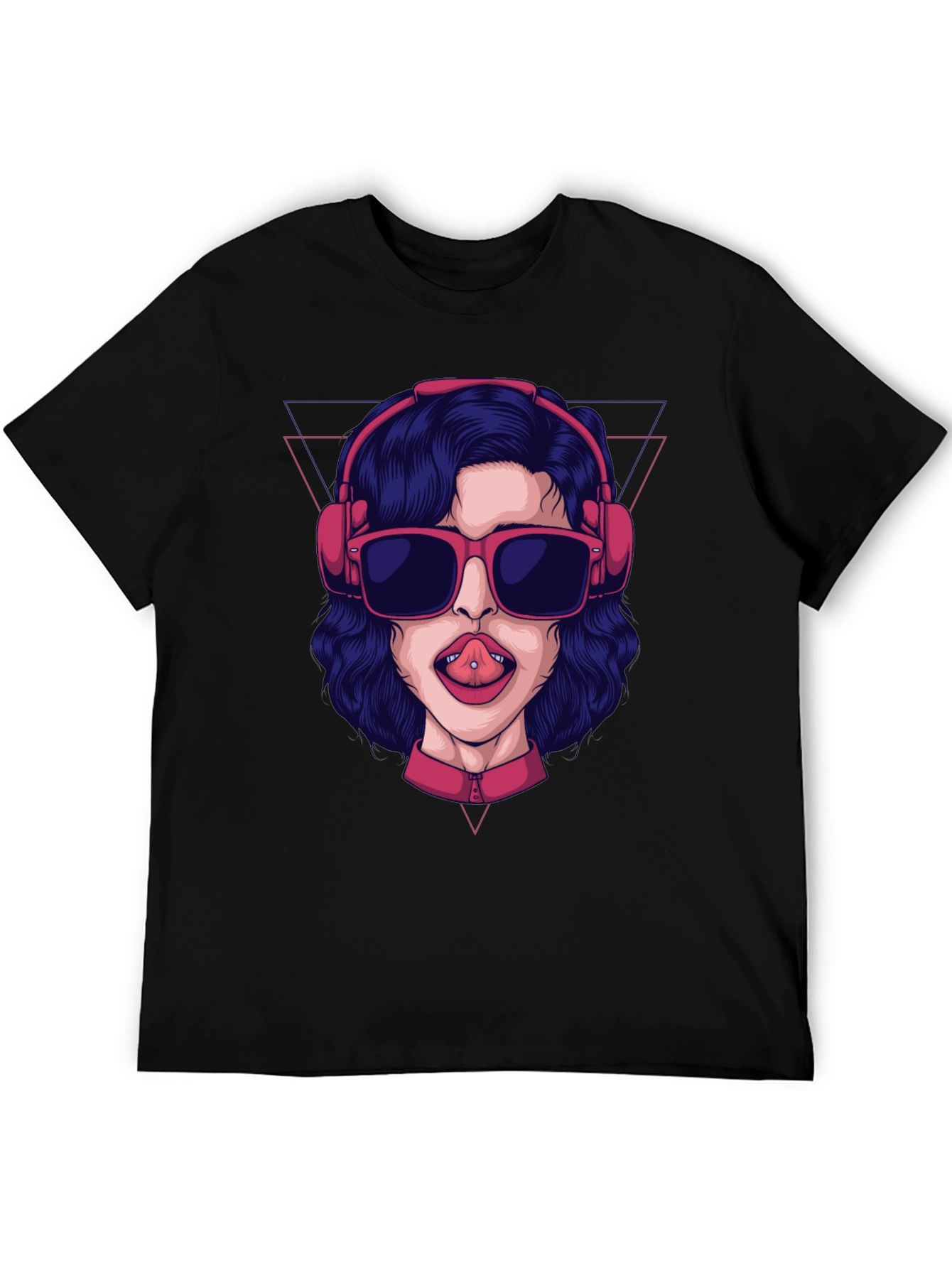Graphic Tee - Pierced Tongue Girl Headphones