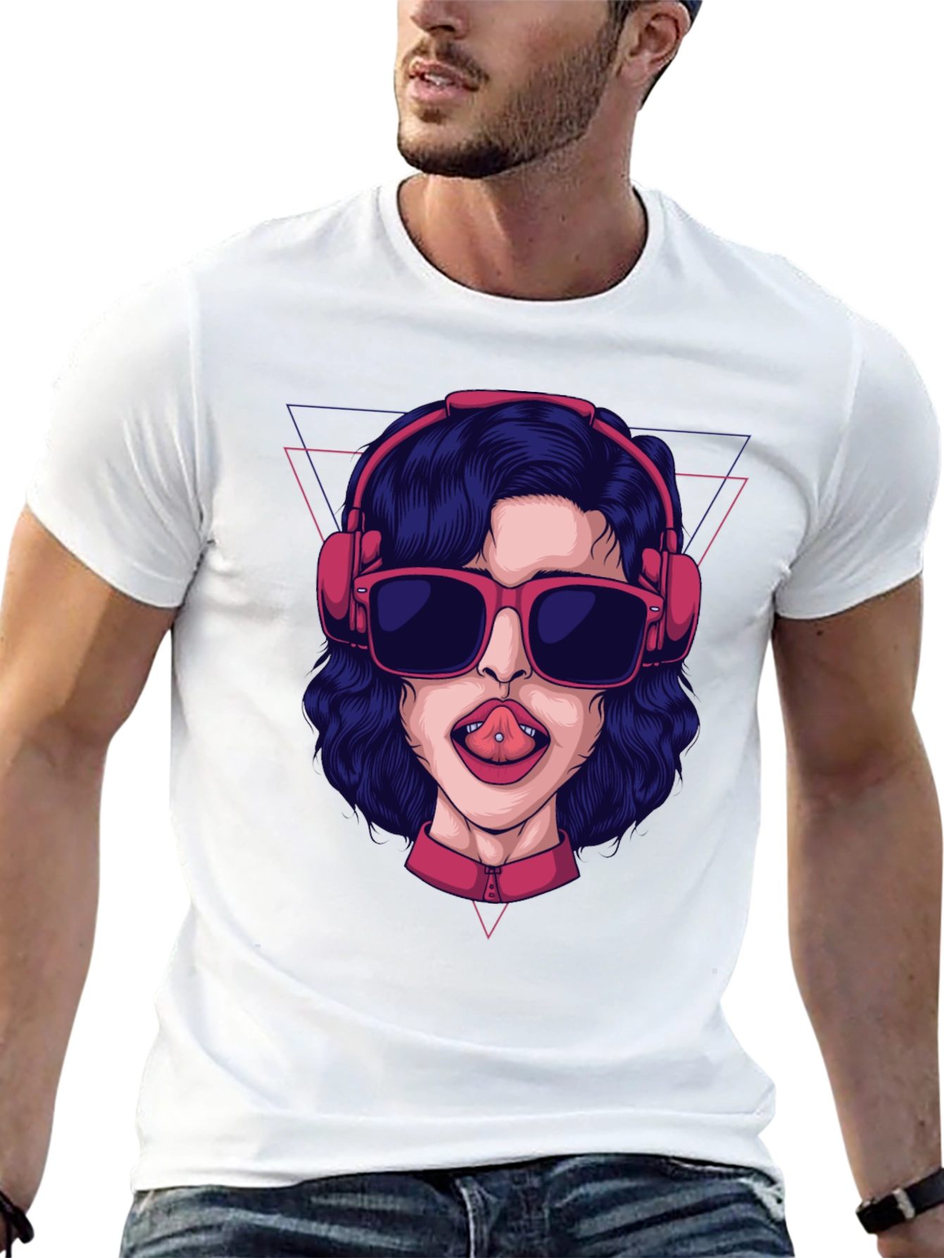 Graphic Tee - Pierced Tongue Girl Headphones